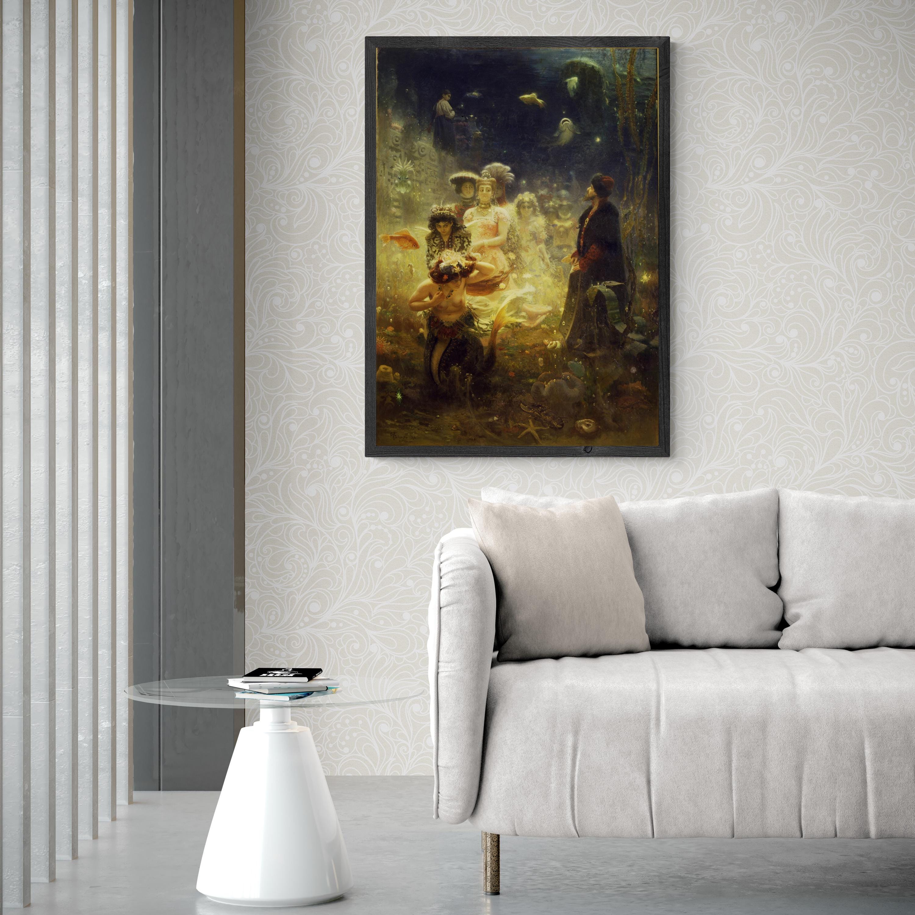 Ilya Repin Sadko Print – Russian Folklore Art, Underwater Kingdom FOSHE ART