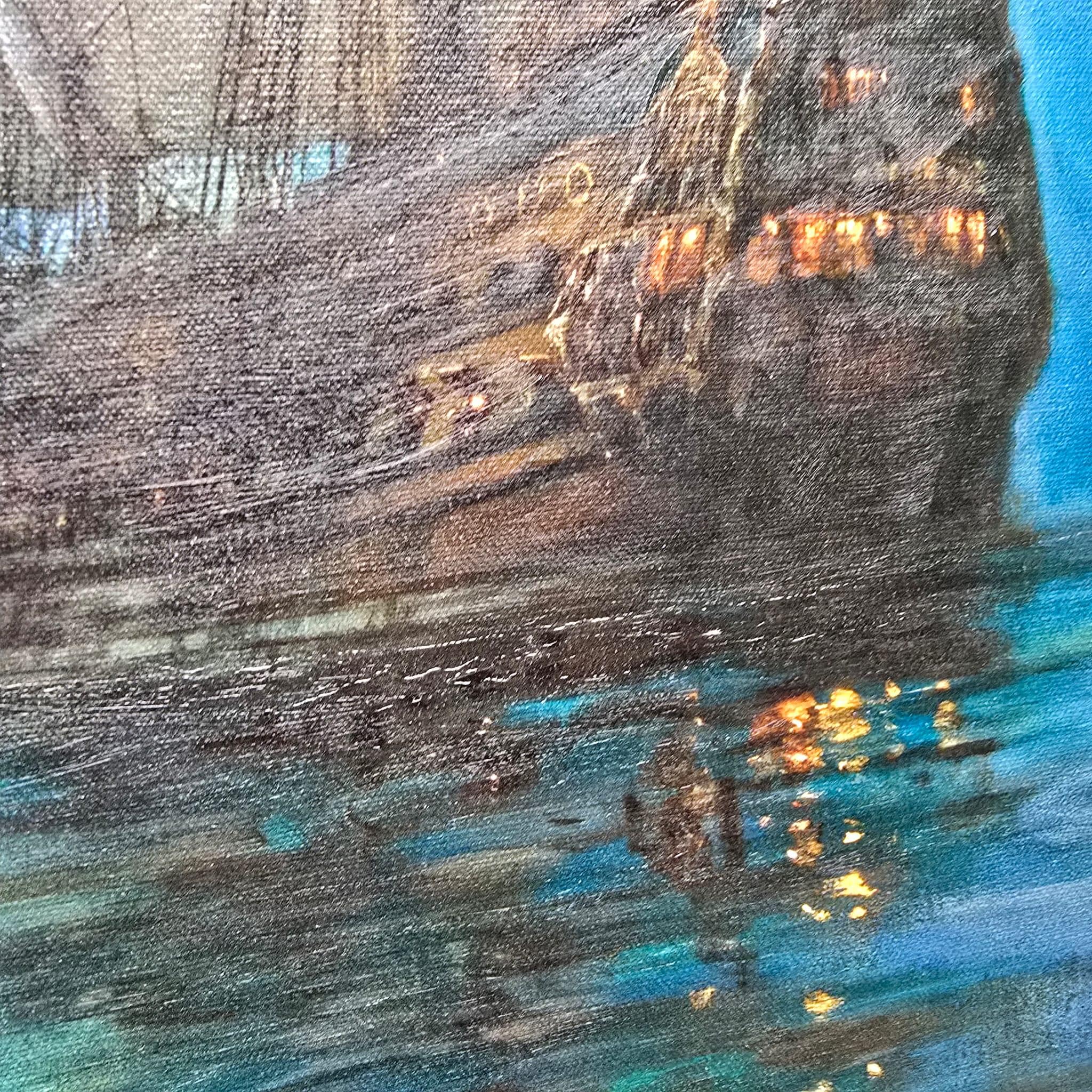 Montague Dawson "Crescent Moon", 3D Hand-Finished Canvas Print, Vintage Golden Frame FOSHE ART
