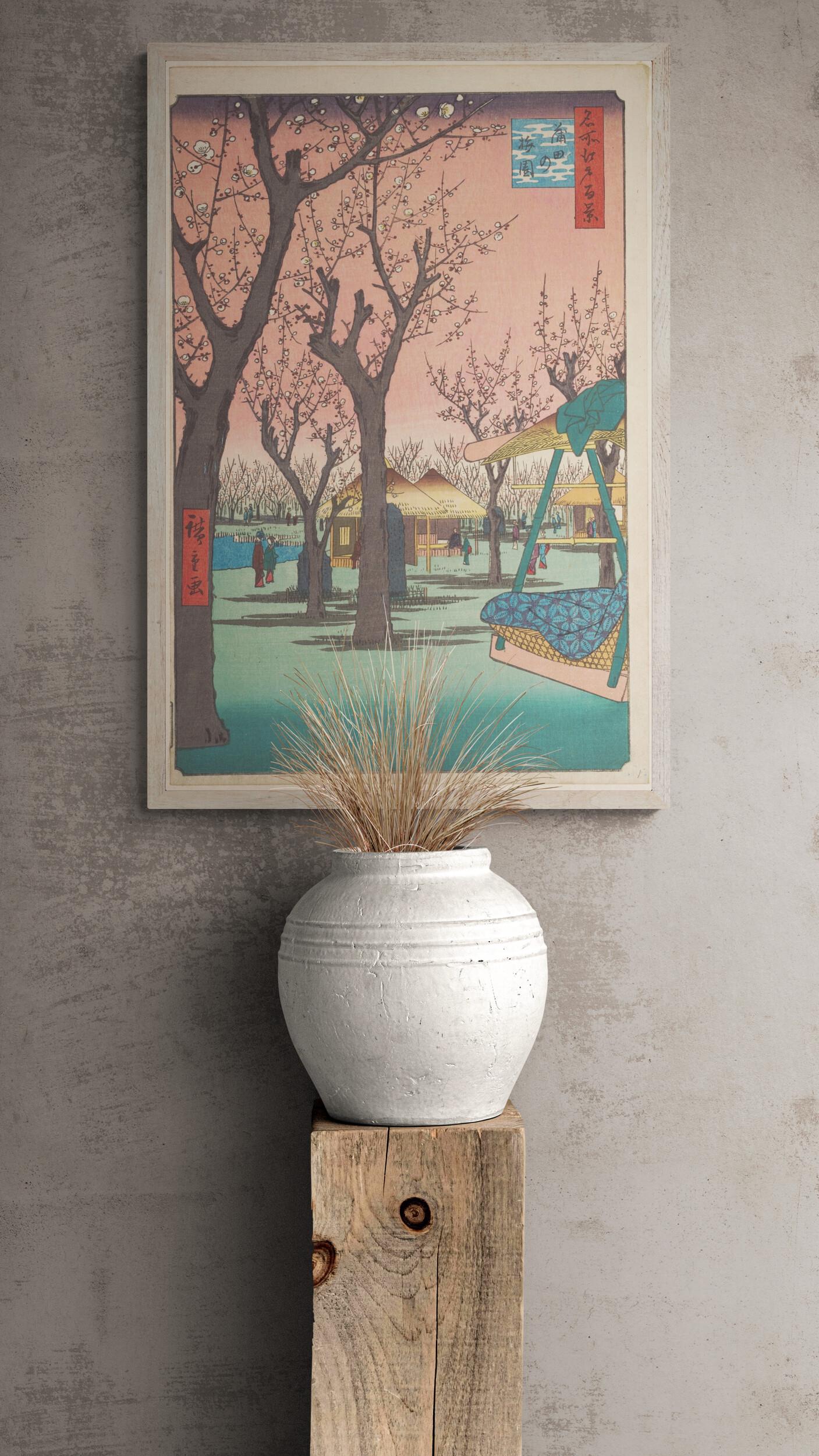 Serene Beauty Utagawa Hiroshige - Plum Garden at Kamata (1857) | Fine Art Print | Art Paper, Canvas & 3D Hand Finished Premium Texture Print