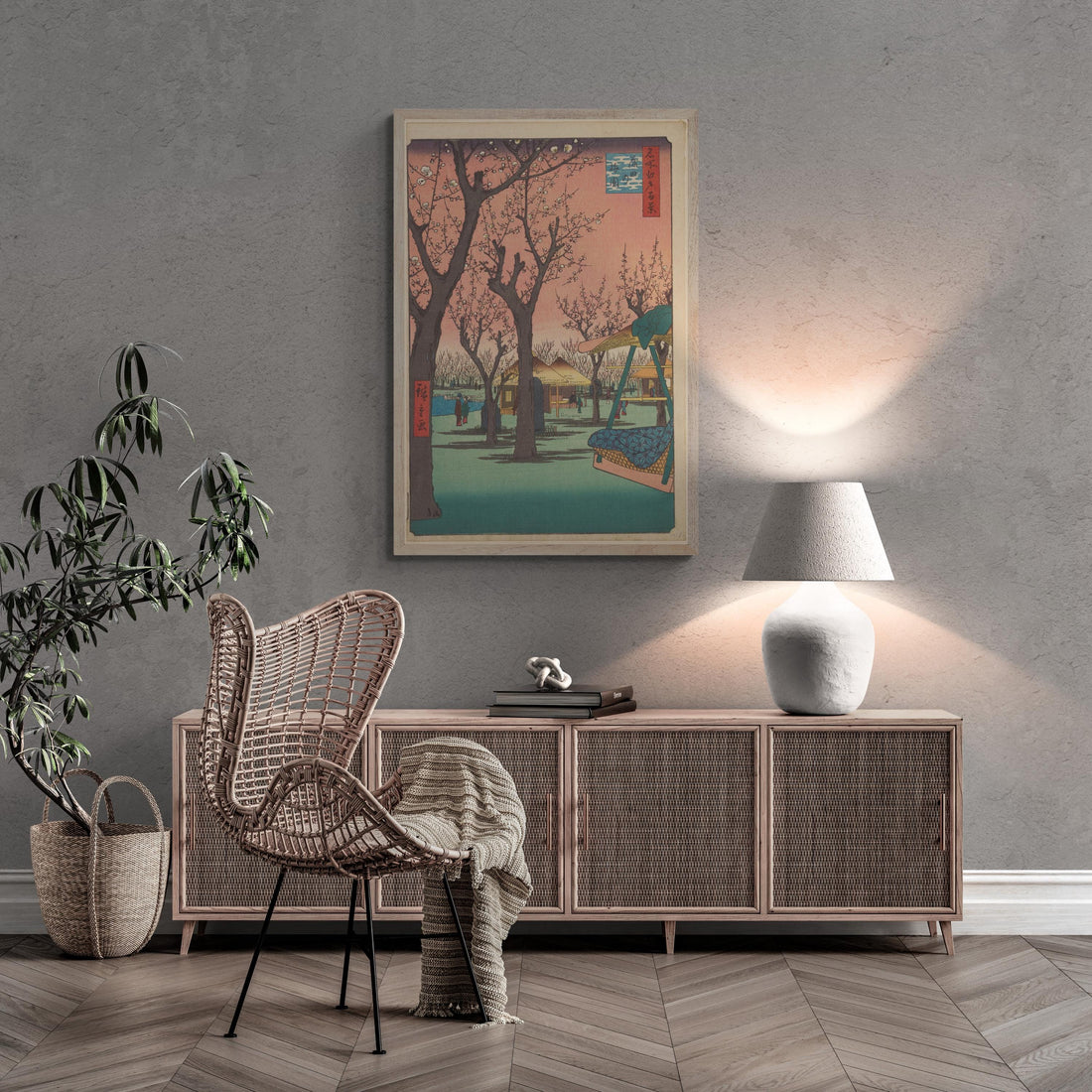 Serene Beauty Utagawa Hiroshige - Plum Garden at Kamata (1857) | Fine Art Print | Art Paper, Canvas & 3D Hand Finished Premium Texture Print FOSHE ART