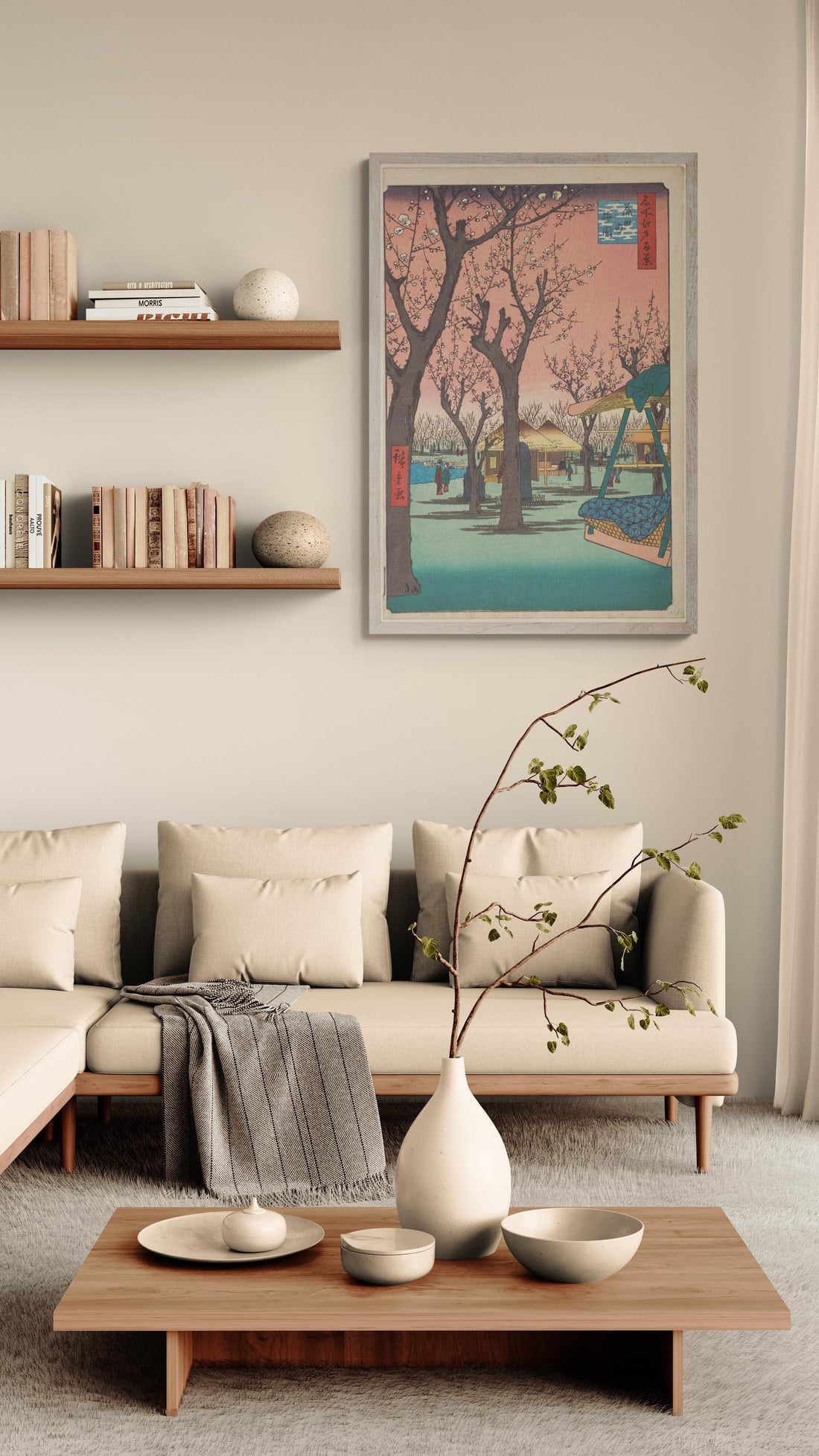 Serene Beauty Utagawa Hiroshige - Plum Garden at Kamata (1857) | Fine Art Print | Art Paper, Canvas & 3D Hand Finished Premium Texture Print FOSHE ART