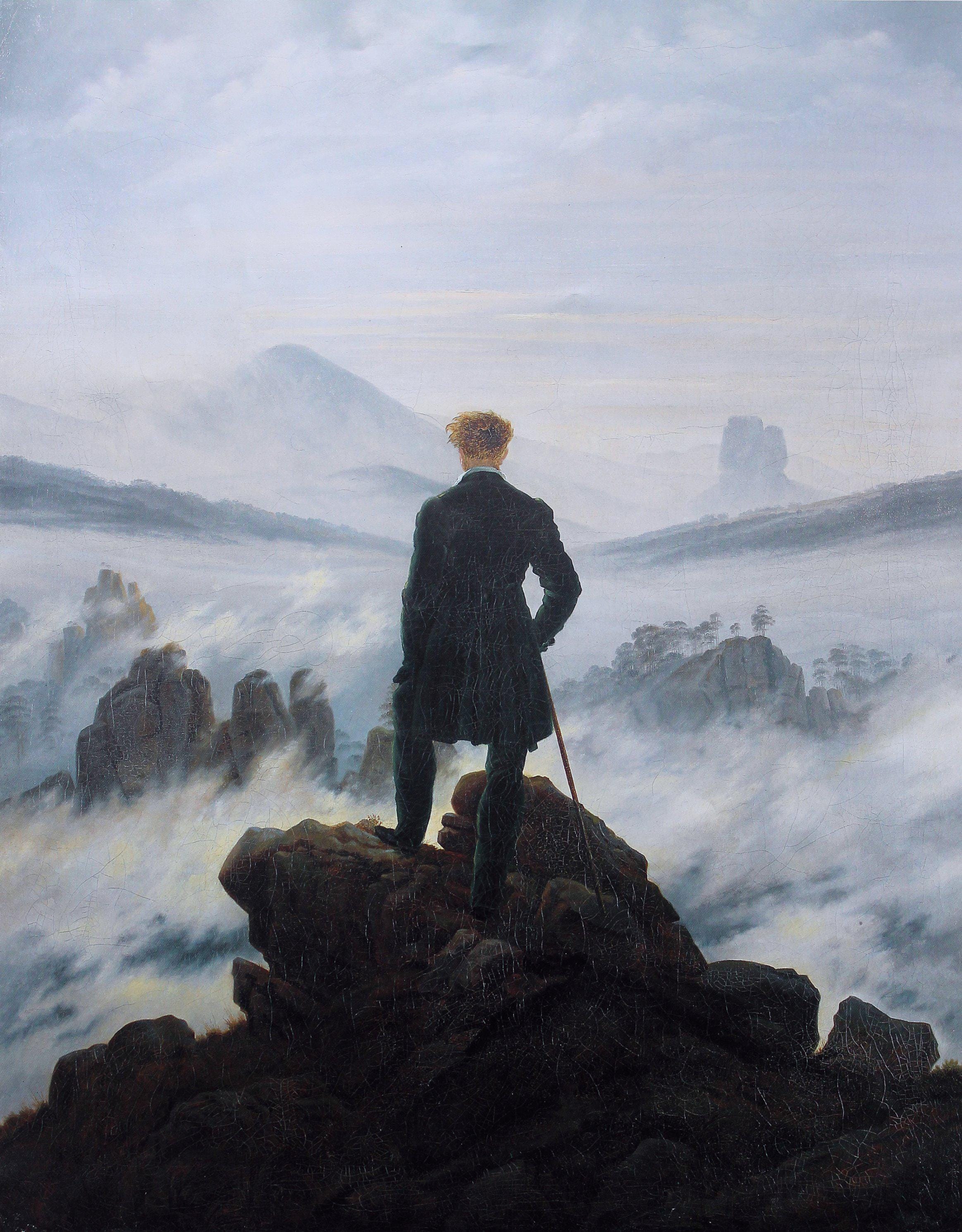 Caspar David Friedrich Print: Wanderer Above the Sea of Fog, Giclée Art FOSHE ART