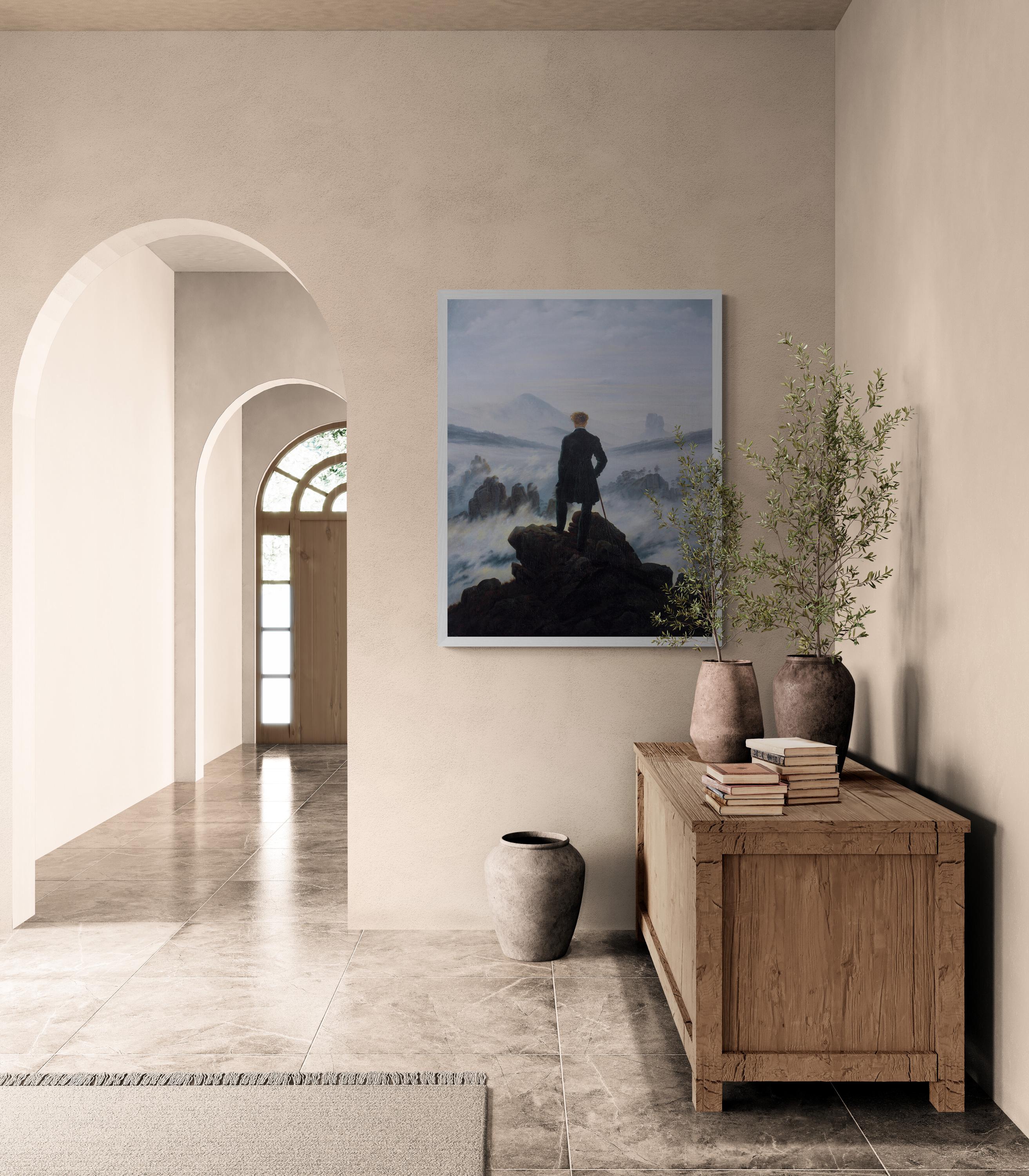 Caspar David Friedrich Print: Wanderer Above the Sea of Fog, Giclée Art Paper or Canvas FOSHE ART