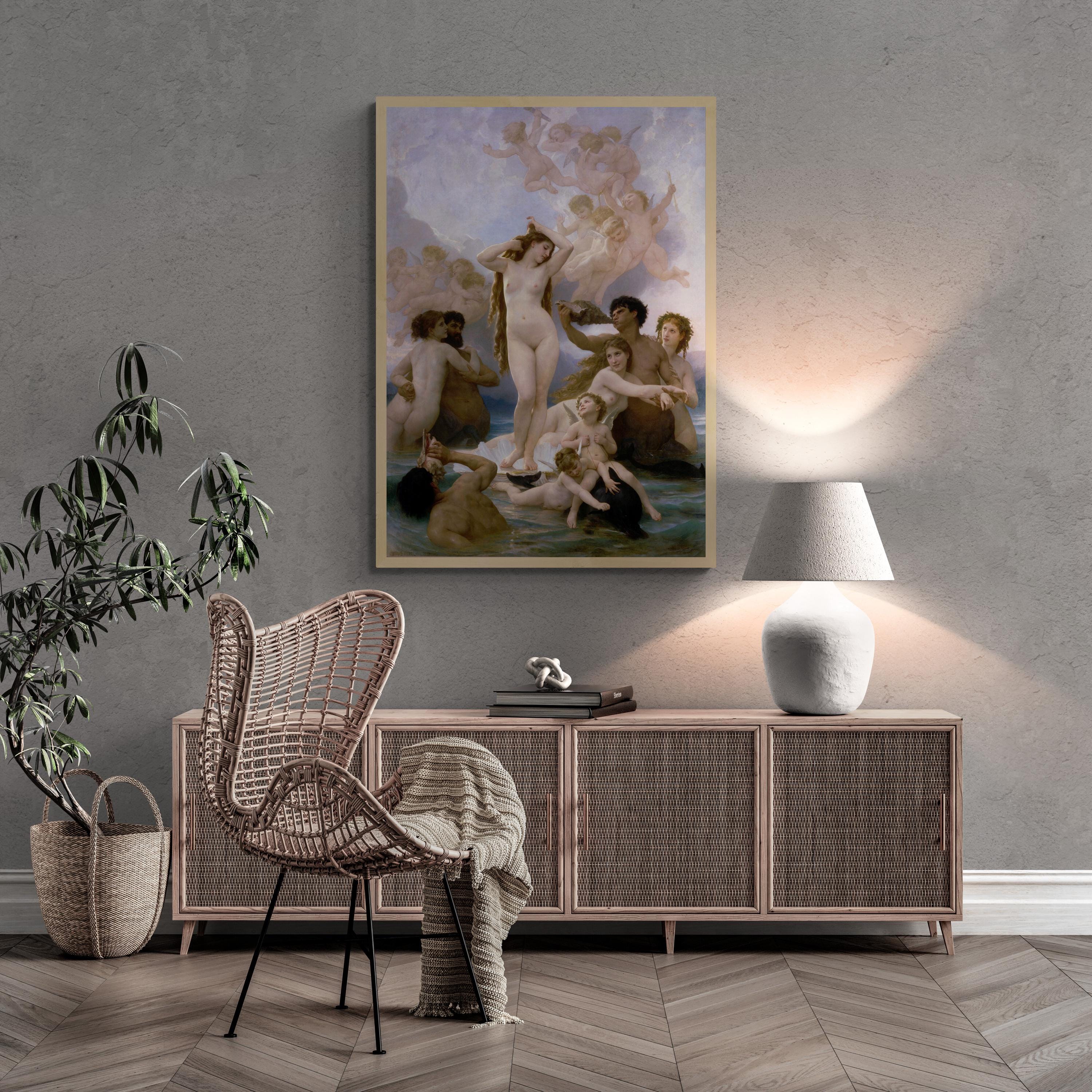 Masterpiece of William-Adolphe Bouguereau: The Birth of Venus | Fine Art Premium Print | Art Paper, Canvas & 3D Texture with brush stroke FOSHE ART