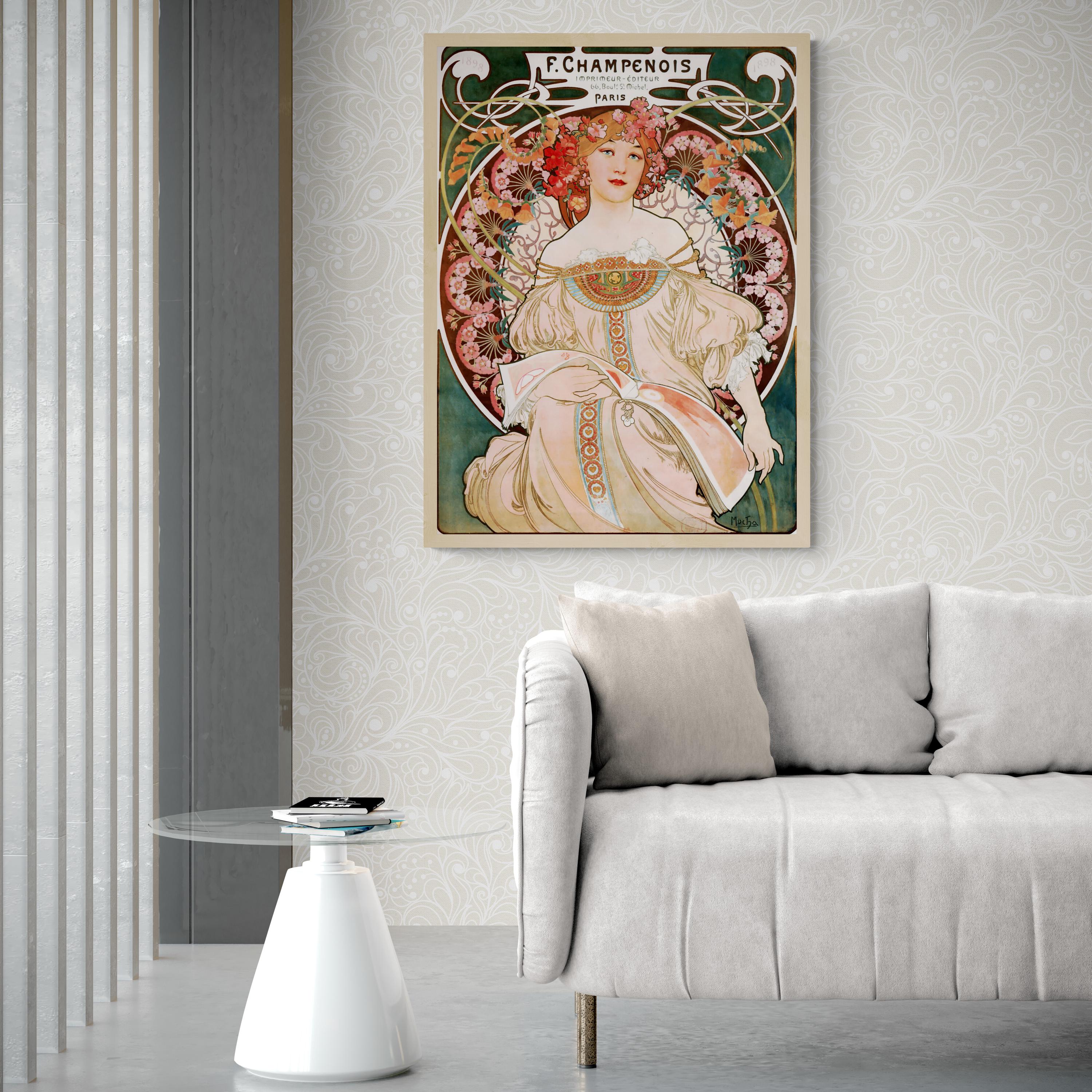 Art Nouveau Elegance: Alphonse Mucha - Champenois Imprimeur-Éditeur  | Fine Art Print | Art Paper, Canvas & Premium Print with brush strokes