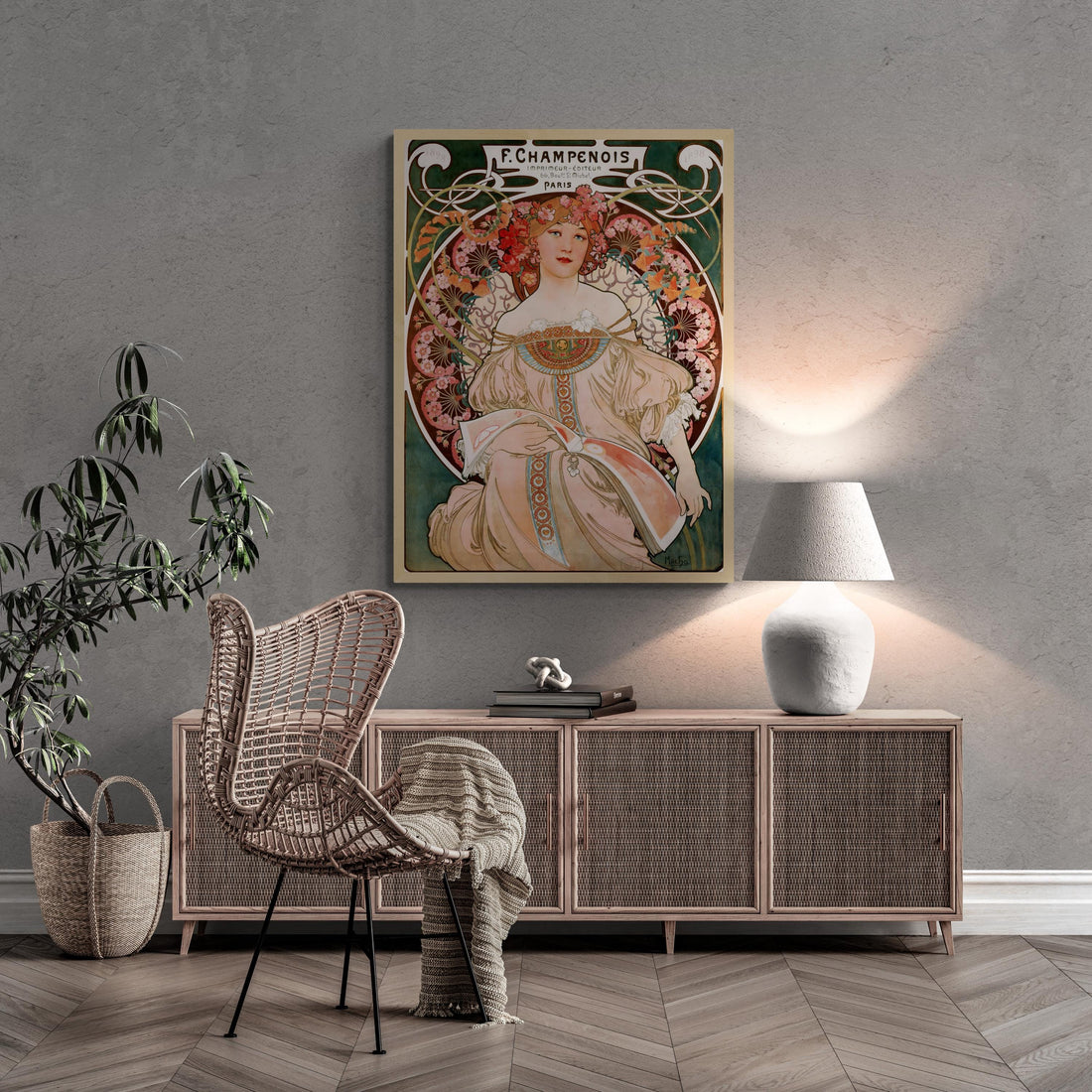 Art Nouveau Elegance: Alphonse Mucha - Champenois Imprimeur-Éditeur  | Fine Art Print | Art Paper, Canvas & Premium Print with brush strokes