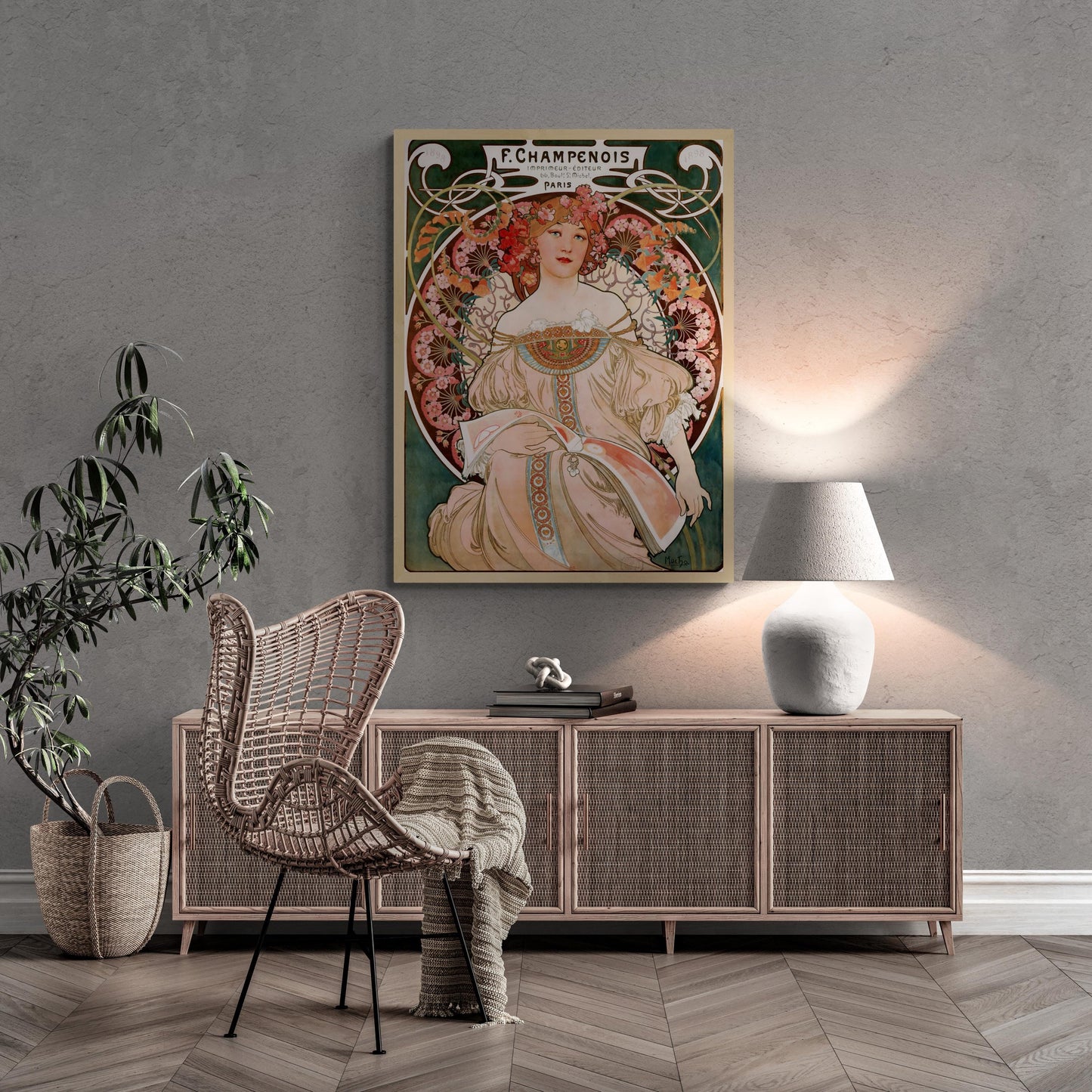 Art Nouveau Elegance: Alphonse Mucha - Champenois Imprimeur-Éditeur  | Fine Art Print | Art Paper, Canvas & Premium Print with brush strokes