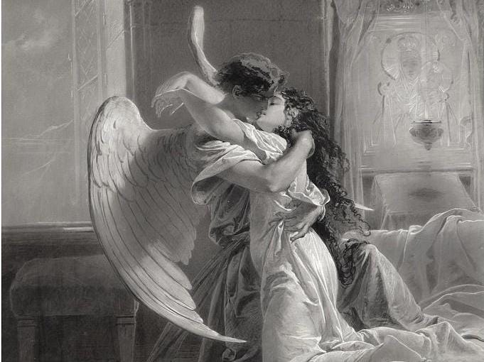 Mihaly Von Zichy Romantic Encounter Art Print: Giclee Paper or Canvas FOSHE ART