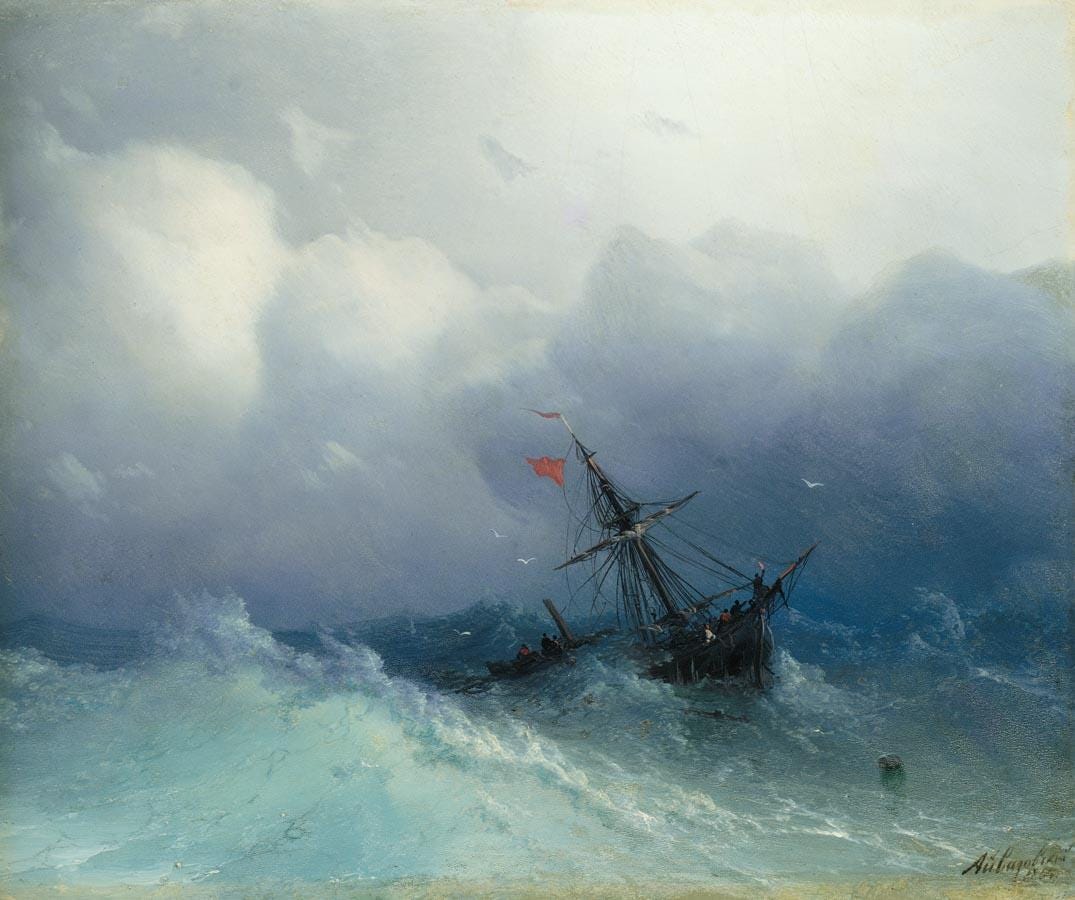Ivan Aivazovsky: Wreck on a Stormy Sea | Fine Art Reproduction | Art Paper, Canvas, 3D Hand Finished Premium Texture Print with brush stroke