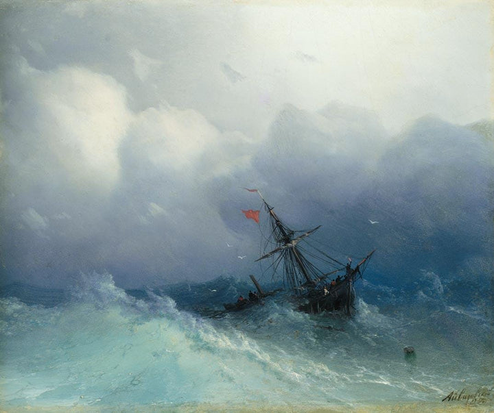 Ivan Aivazovsky: Wreck on a Stormy Sea | Fine Art Reproduction | Art Paper, Canvas, 3D Hand Finished Premium Texture Print with brush stroke
