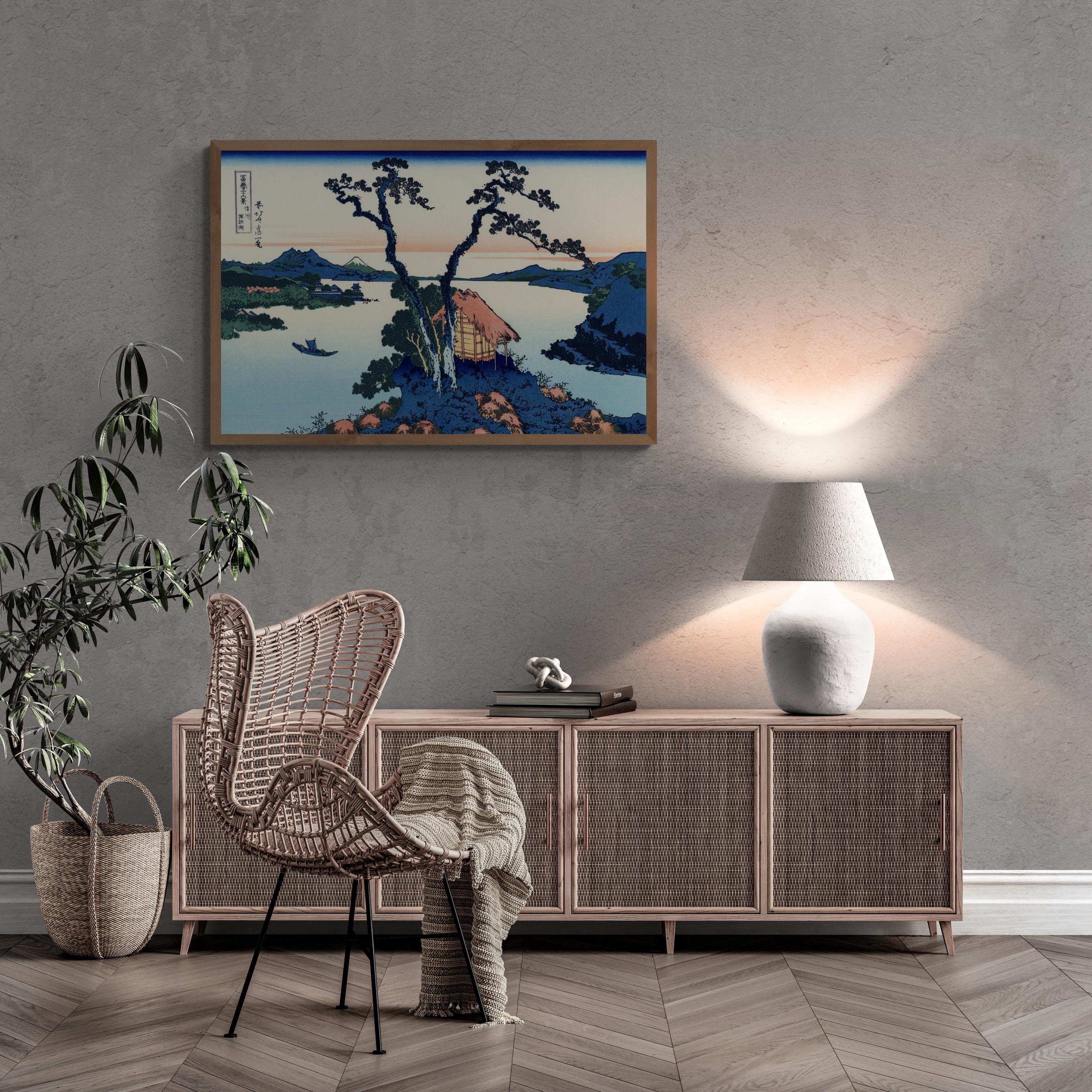 Japanese Art: Katsushika Hokusai Lake Suwa in Shinano Province | Fine Art Print | Poster, Art Paper, Canvas, Premium Print with brush stroke