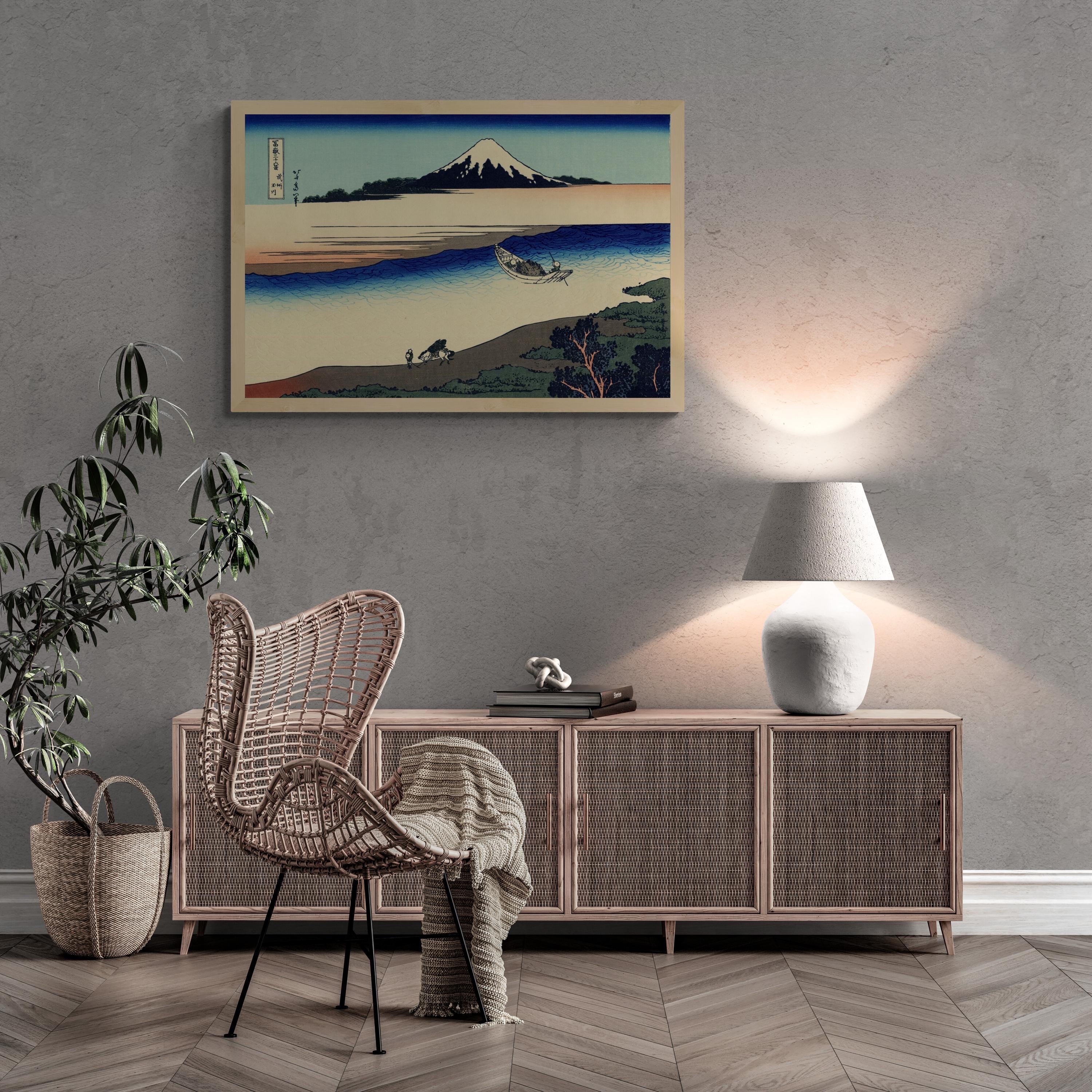 Japanese Art Katsushika Hokusai Tama River in Musashi Province | Fine Art Print | Poster, Art Paper, Canvas, Premium Print with brush stroke