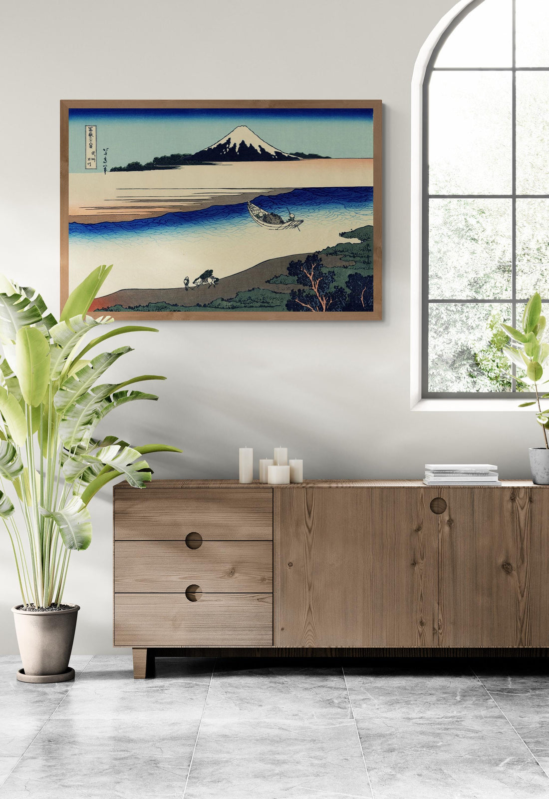 Japanese Art Katsushika Hokusai Tama River in Musashi Province | Fine Art Print | Poster, Art Paper, Canvas, Premium Print with brush stroke