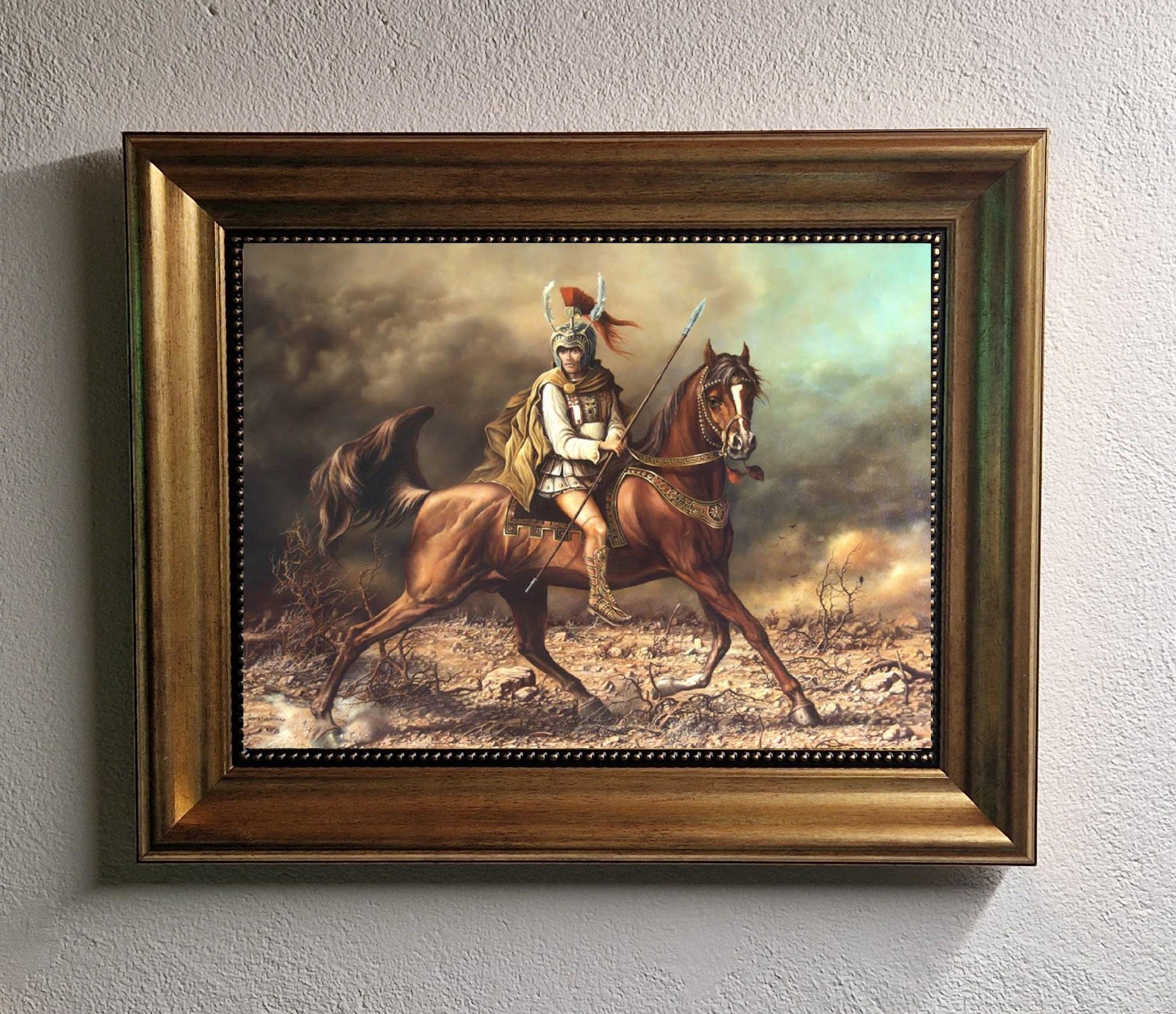 Alexander the Great giclée FineArt Print from original oil painting, World Conqueror Greek King, King of Macedonia,  golden vintageous frame FOSHE ART