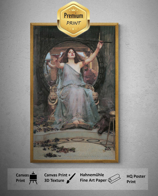 John William Waterhouse: Circe Offering the Cup to Ulysses | Fine Art Print | Art Paper, Canvas & 3D Hand Finished Premium Texture Print