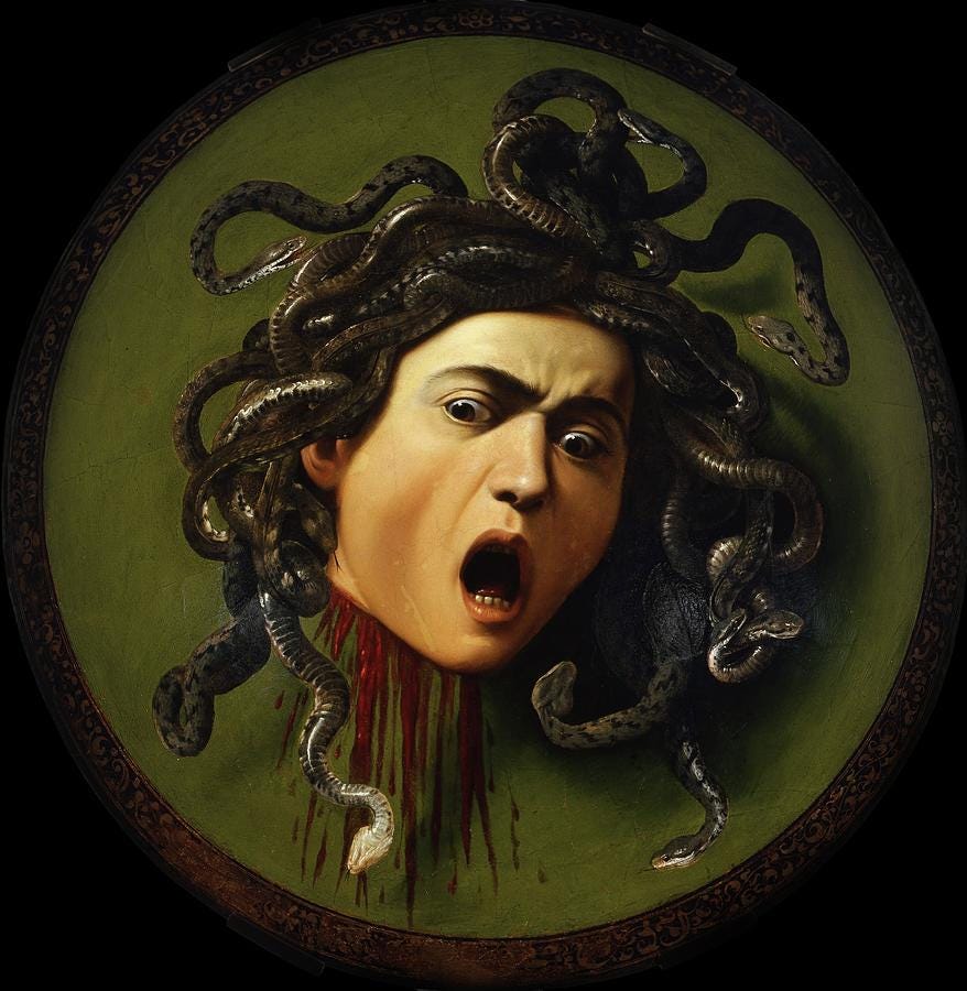 Captivating Mythology: Caravaggio Medusa Museum Quality Art Print on Canvas and Paper, optional- 3D texture Canvas Art, Museum Print, Poster
