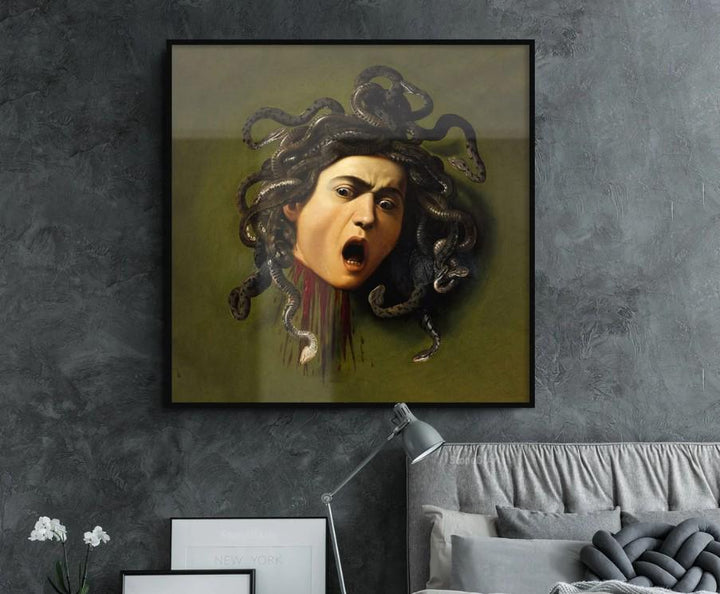 Captivating Mythology: Caravaggio Medusa Museum Quality Art Print on Canvas and Paper, optional- 3D texture Canvas Art, Museum Print, Poster