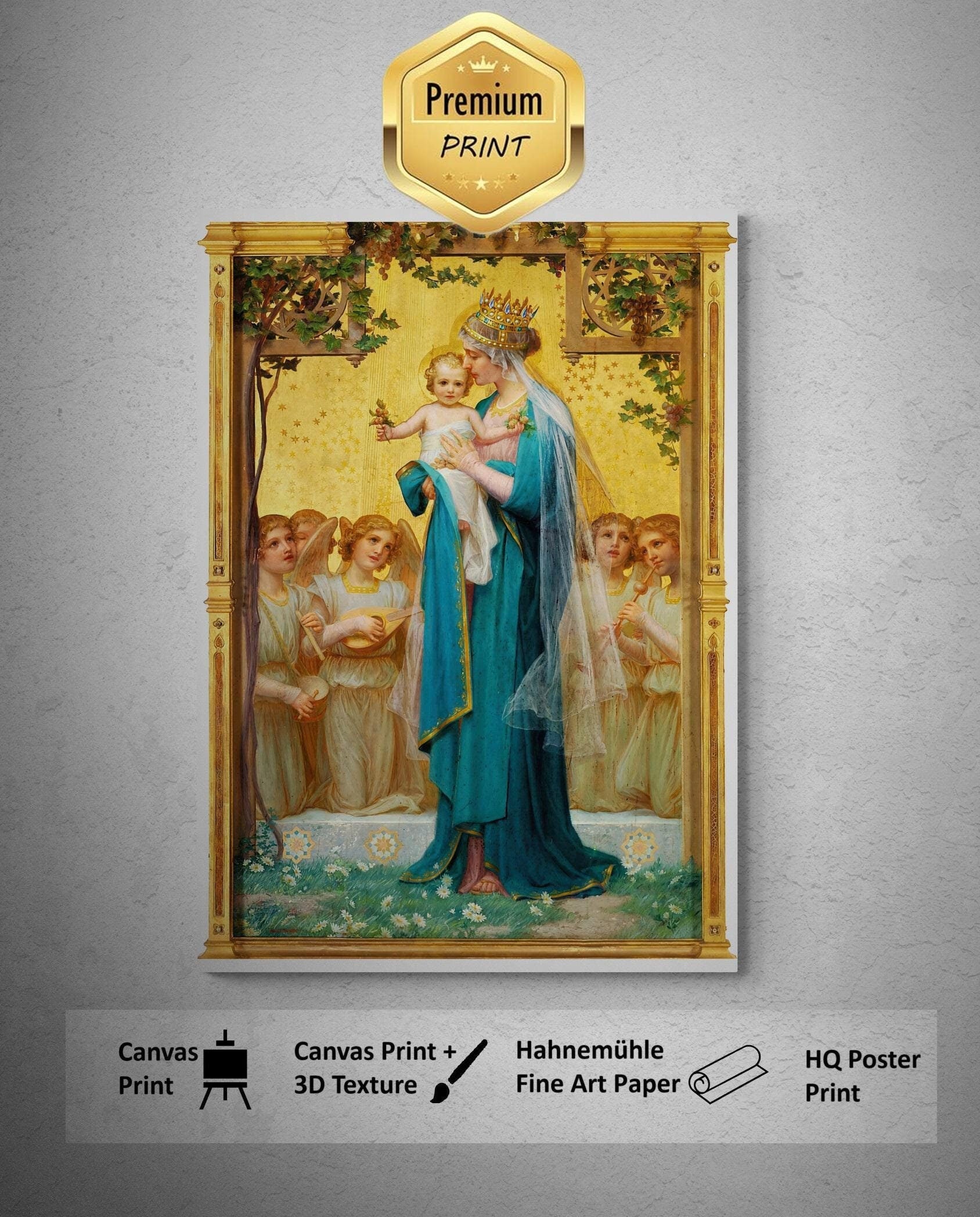 Madonna and Child Art Print by Enrique Vidal, Religious Painting FOSHE ART