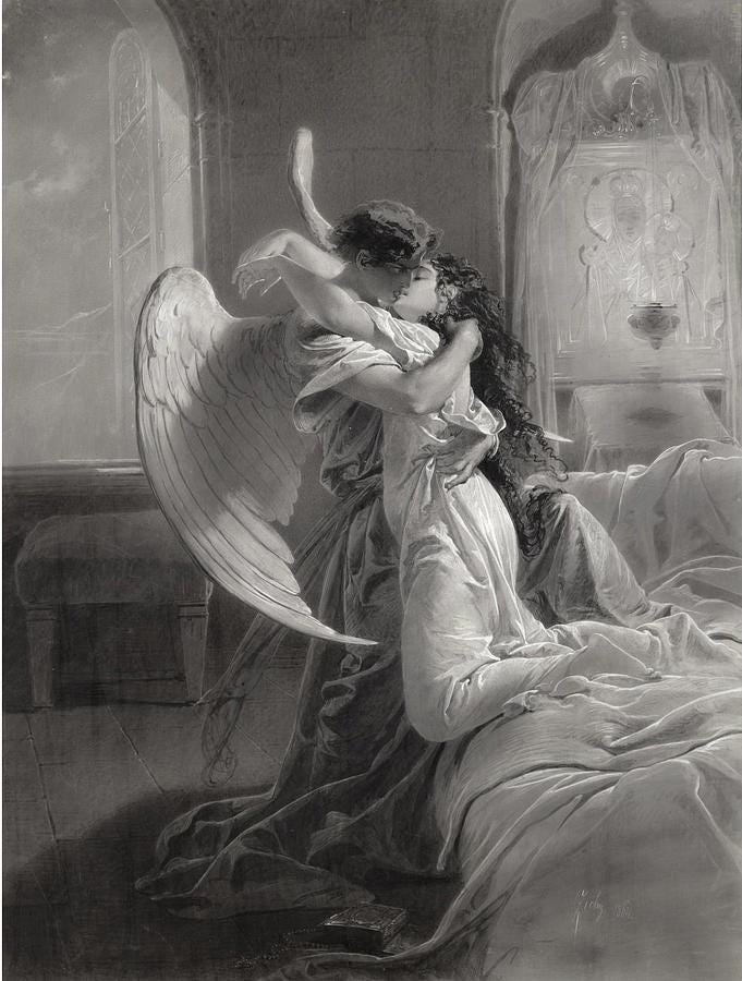 Mihaly Von Zichy Romantic Encounter Art Print: Giclee Paper or Canvas FOSHE ART