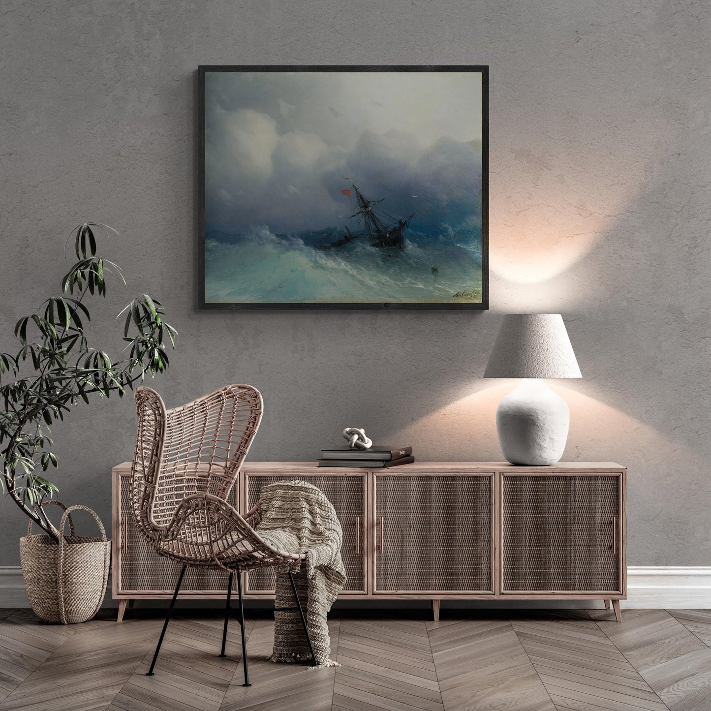 Ivan Aivazovsky: Wreck on a Stormy Sea | Fine Art Reproduction | Art Paper, Canvas, 3D Hand Finished Premium Texture Print with brush stroke