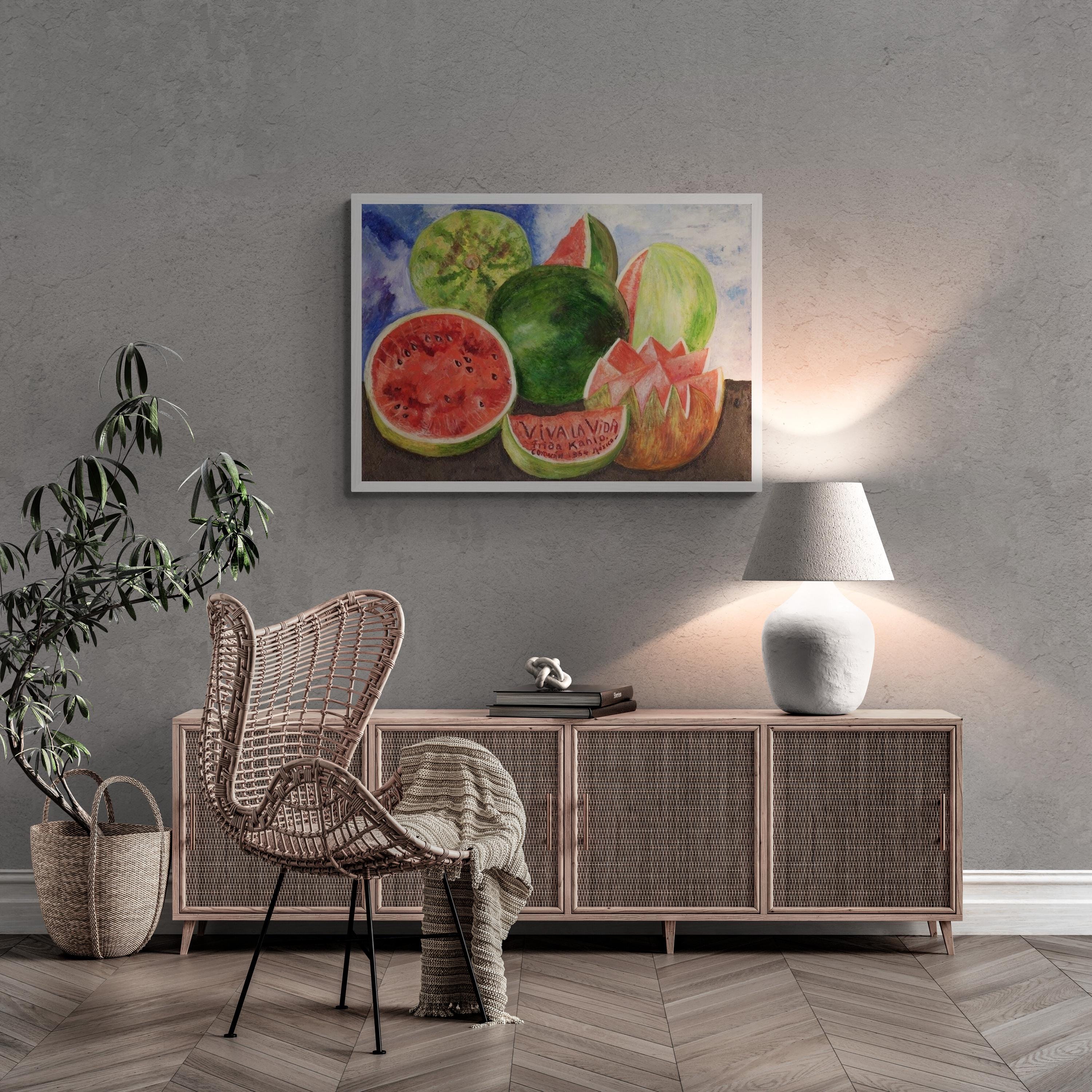 Frida Kahlo Viva La Vida Print – Hand-Finished Texture, Exhibition Paper or Canvas FOSHE ART