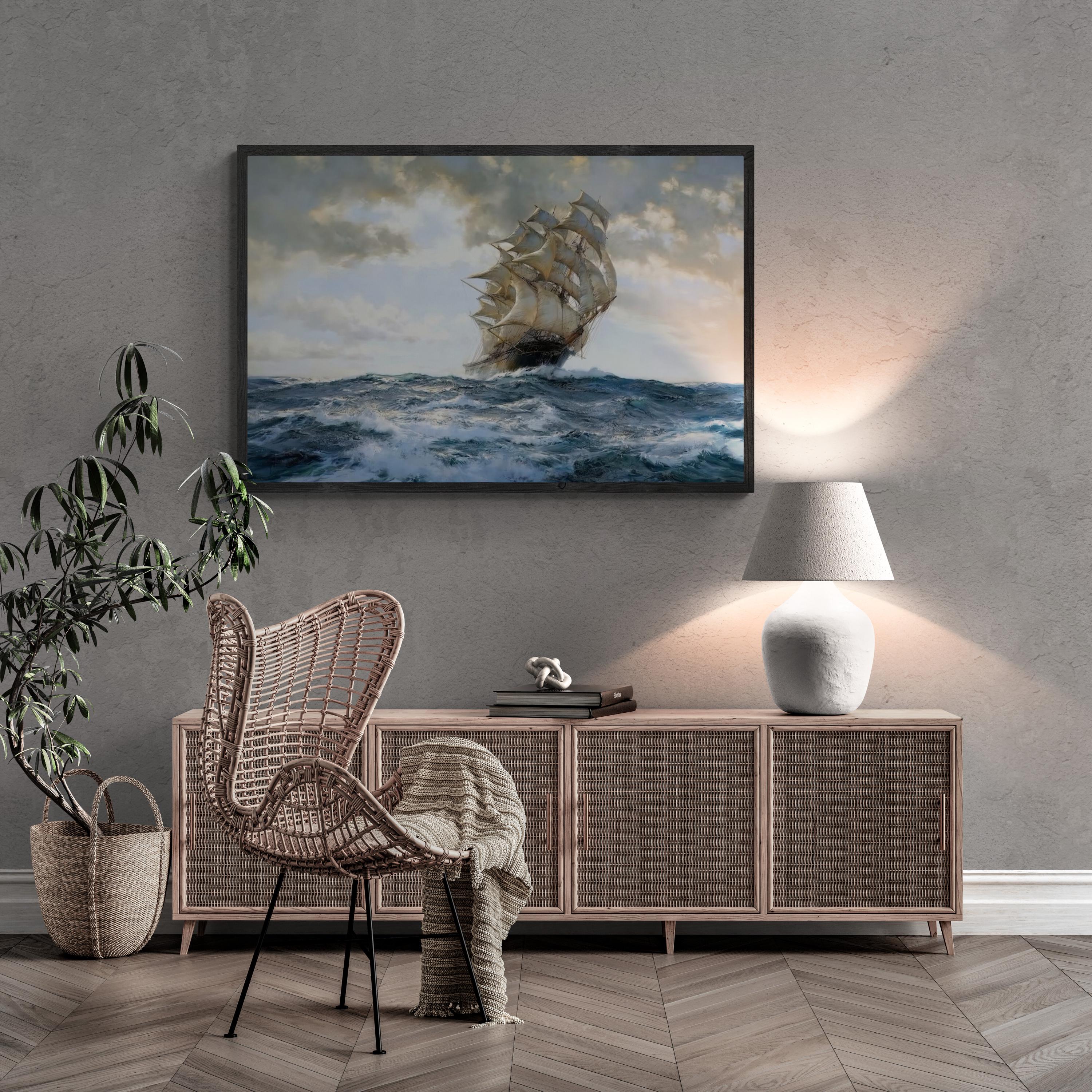 The Proud Ship Painting by Montague Dawson, seascape wallart, tall ship decoration, Fineart print on Hahnemüle or museum quality poster