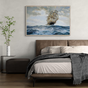 The Proud Ship Painting by Montague Dawson, arte seascape tall ship decoration, Heavyweight Canvas & 3D hand finish print with brush strokes
