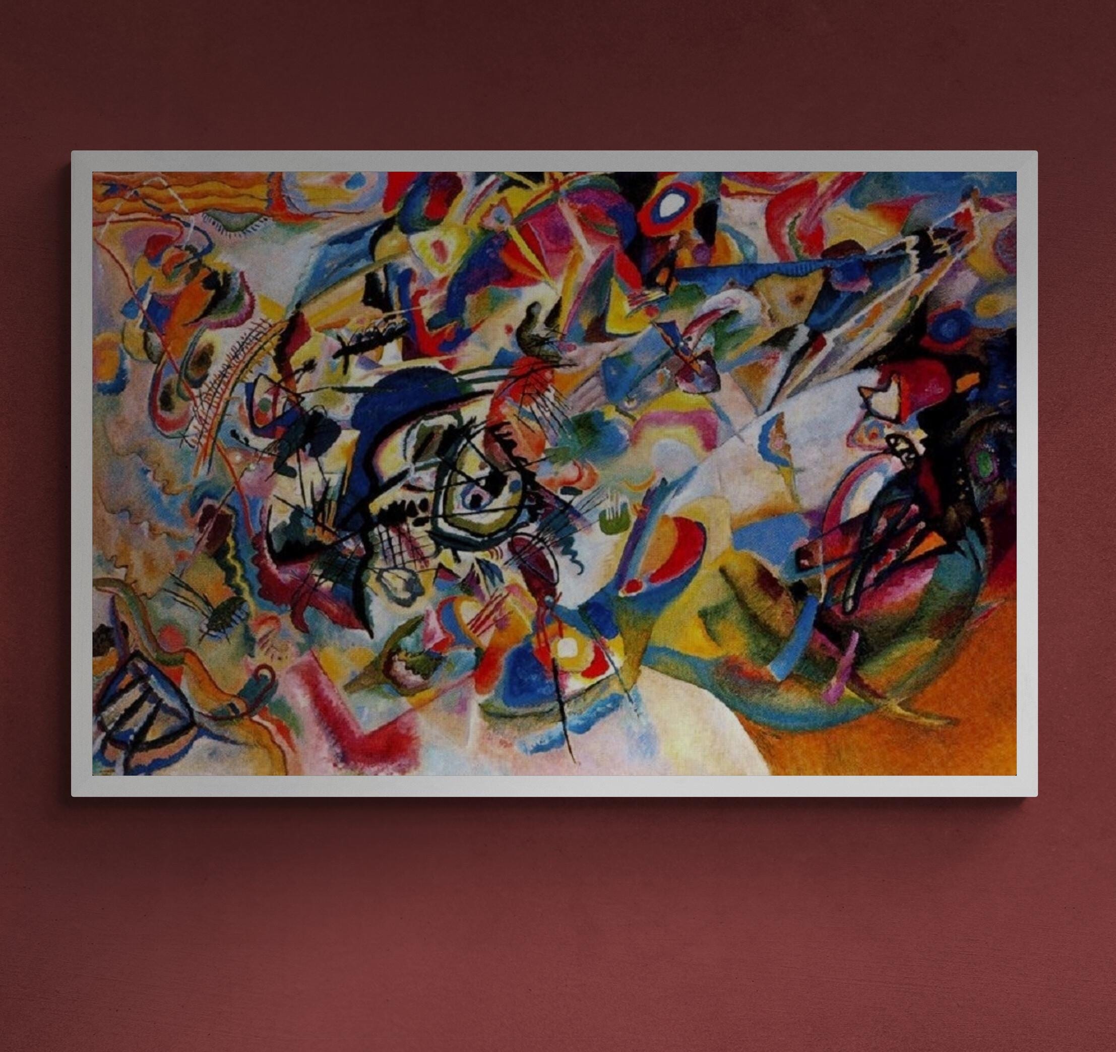 Kandinsky Composition VII Canvas Giclee Print, Floating Frame, 3D Hand Finish FOSHE ART