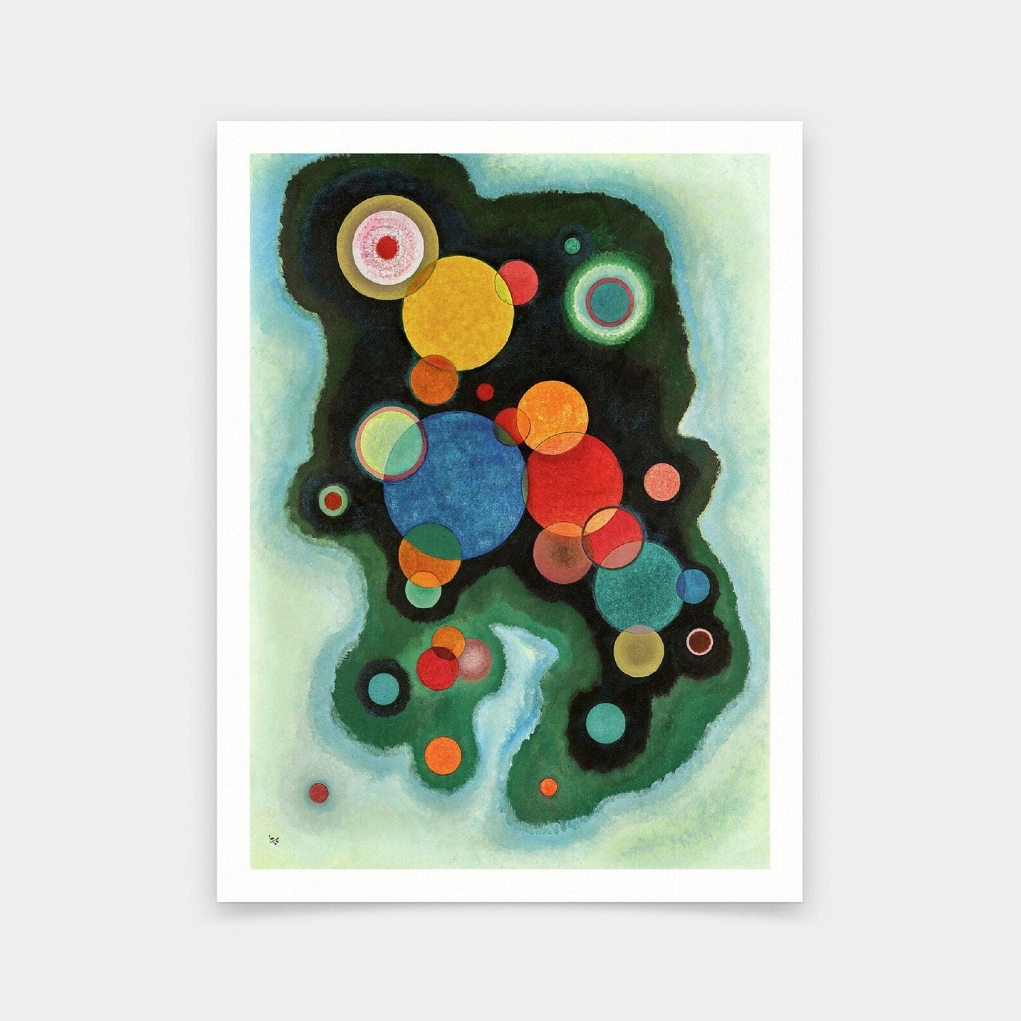 KANDINSKY Deepened Impulse Fine Art Prints with floating frame, Art Deco Style, 3D Hand Finished Giclee Canvas prints looks like original FOSHE ART