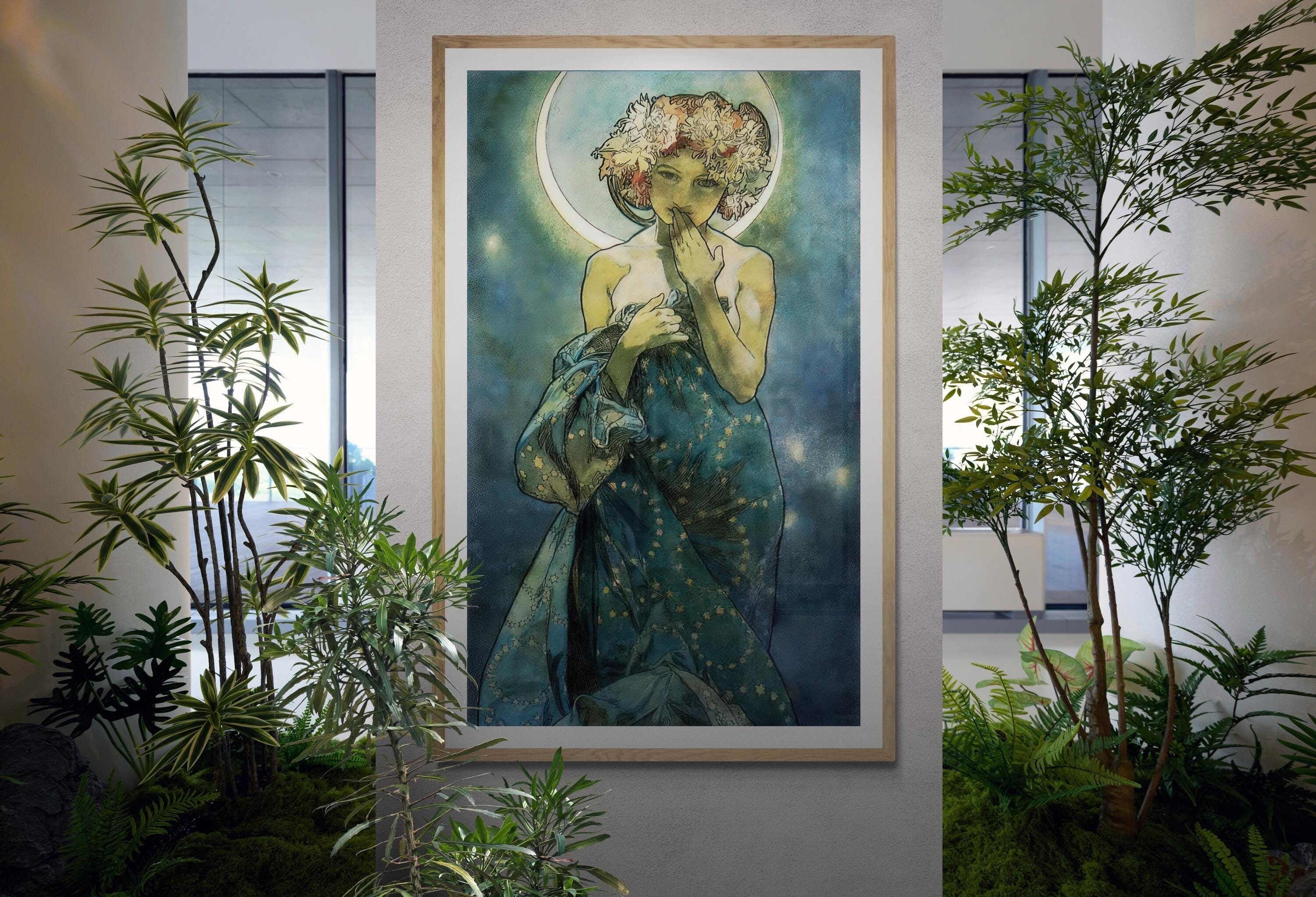 Alphonse Mucha Moon Art Nouveau Print, Giclee Fine Art FOSHE ART