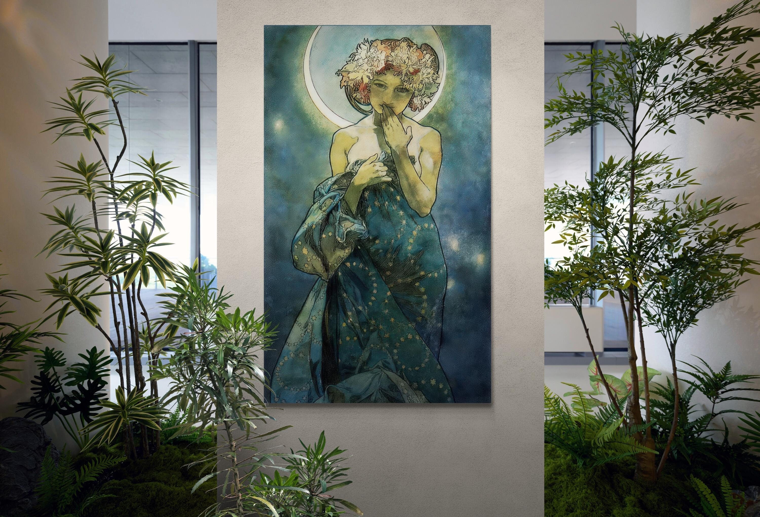 Alphonse Mucha Moon Art Nouveau Print, Giclee Fine Art FOSHE ART
