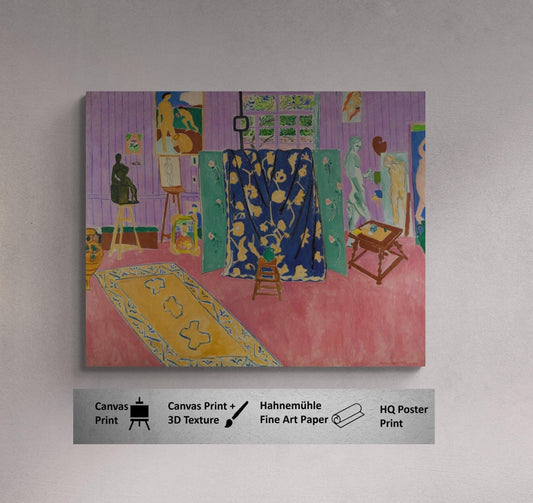 Henri Matisse Henri Matisse Pink Studio 1911 Poster, Exhibition print, Art Paper, Heavyweight Canvas & 3D print with brush strokes or poster