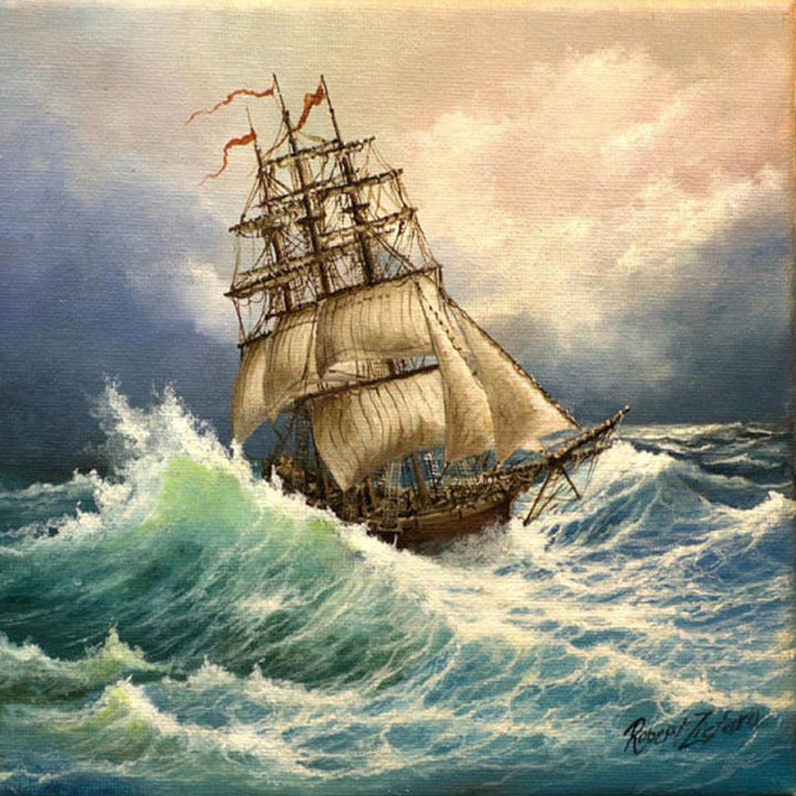 Sailing ship decoration, AFTER STORM oil canvas, Tall ship original art, Decorative-vintage seascape, gift for him, customer commission