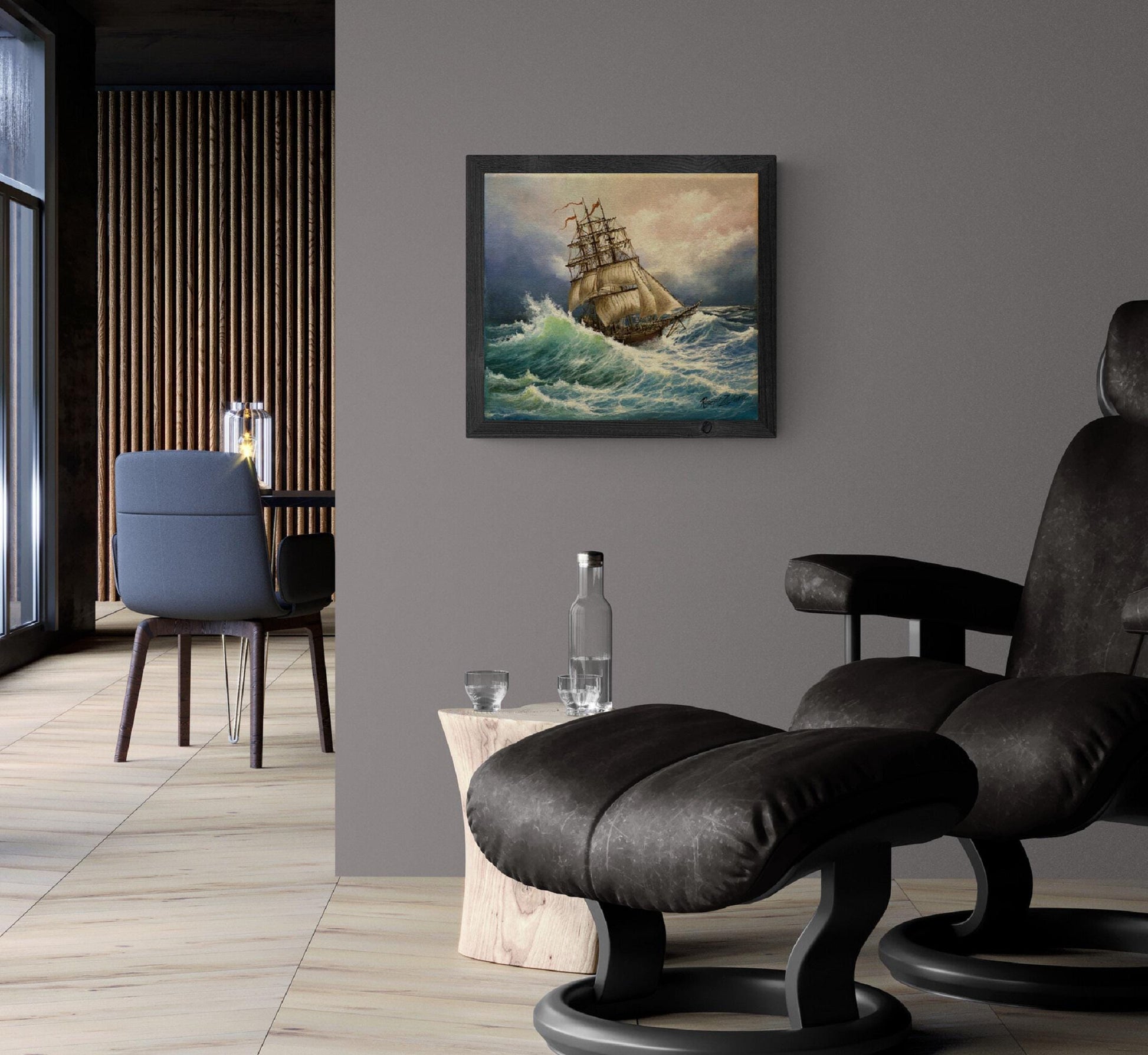 SHIP at SEA art print from original oil painting, Ship poster, Sailing Ship Print, Seascape Print, Seascape Decoration, Tall Ship Painting FOSHE ART