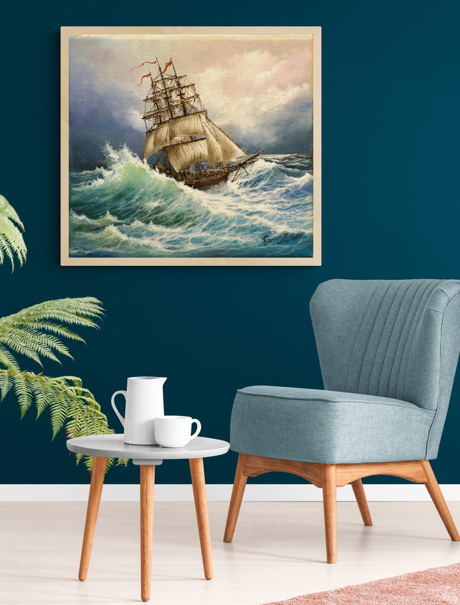 SHIP at SEA art print from original oil painting, Ship poster, Sailing Ship Print, Seascape Print, Seascape Decoration, Tall Ship Painting FOSHE ART
