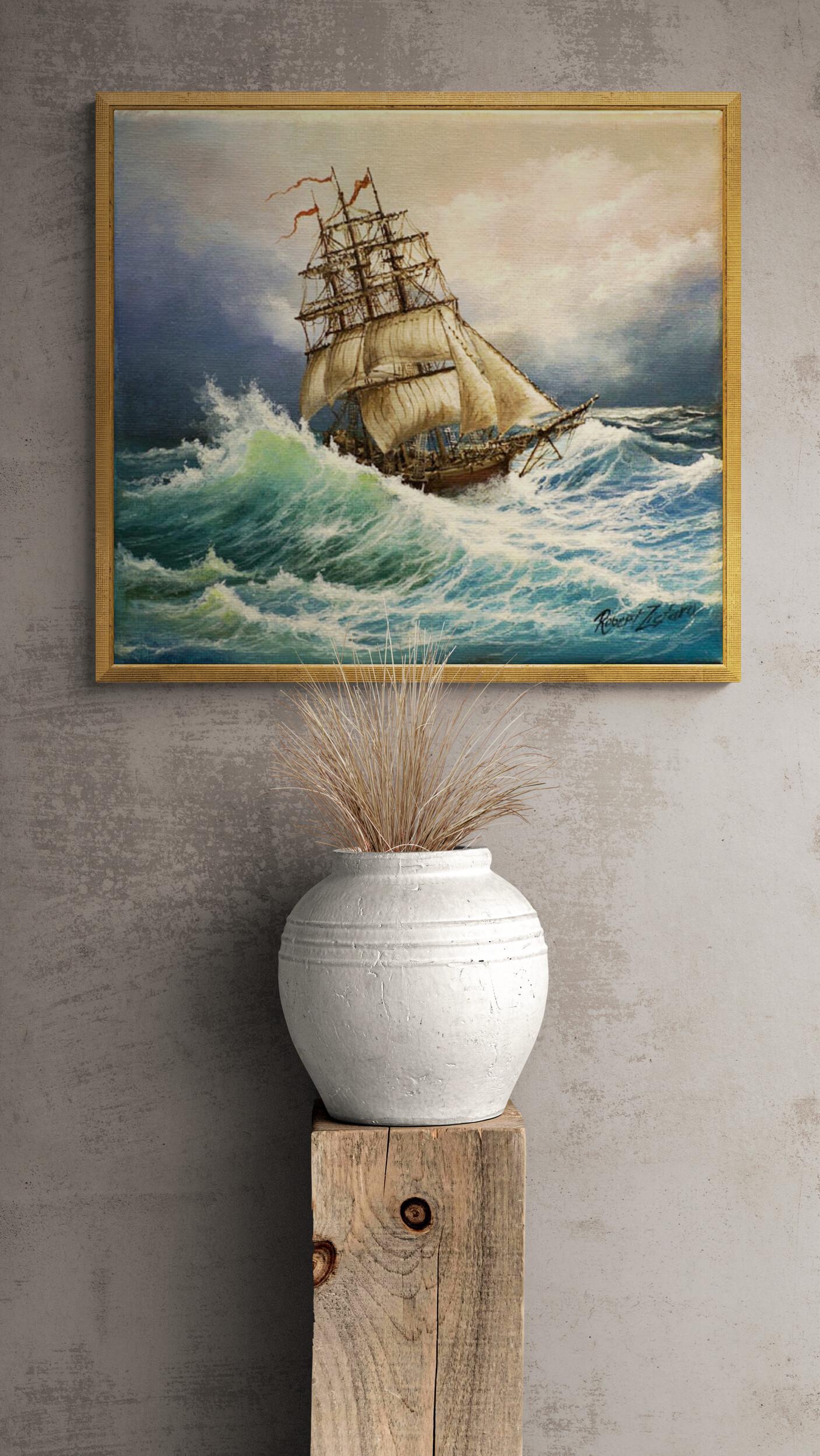 SHIP at SEA art print from original oil painting, Ship poster, Sailing Ship Print, Seascape Print, Seascape Decoration, Tall Ship Painting FOSHE ART