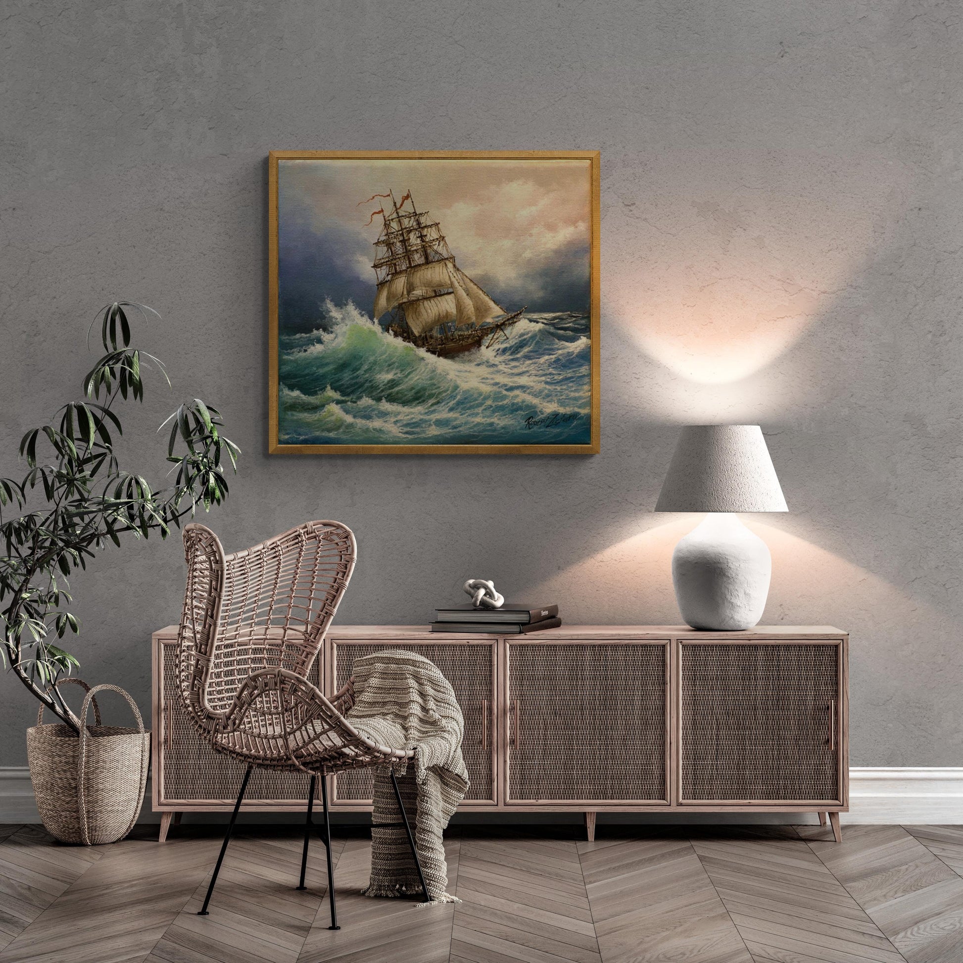 SHIP at SEA art print from original oil painting, Ship poster, Sailing Ship Print, Seascape Print, Seascape Decoration, Tall Ship Painting FOSHE ART