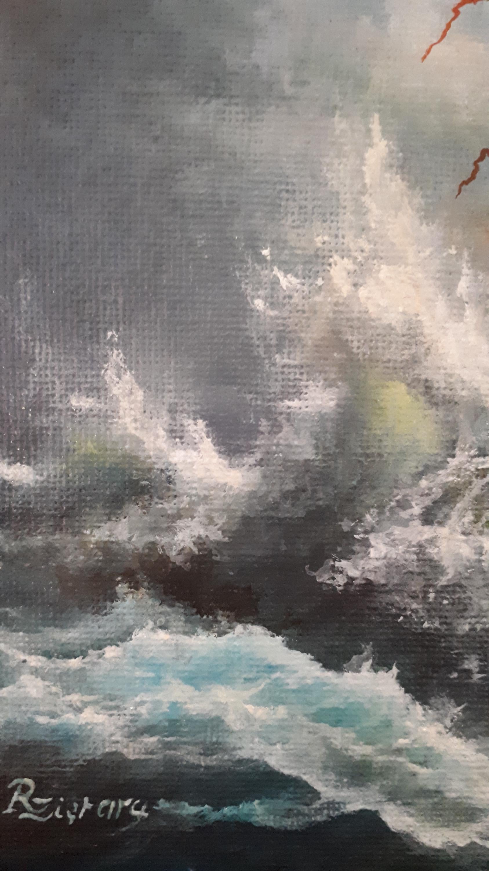 STORMY SEA: original oil on canvas tall ship painting, seascape wall art, sailing ship decor, ship stormy landscape, customer commission