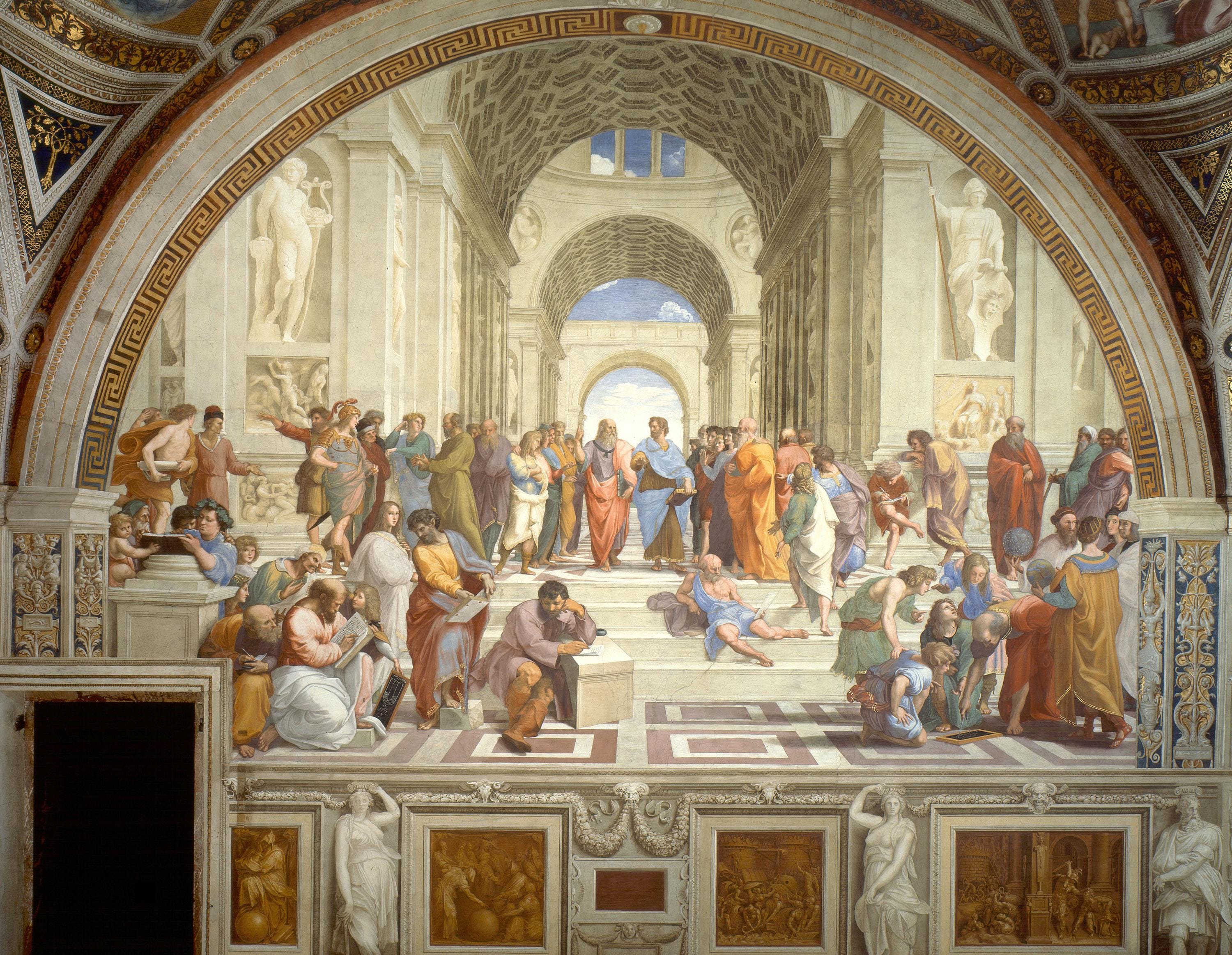 The School of Athens by Raphael, XXL printing, Renaissance Classic Art Print on Canvas & 3D Finished Premium Texture Print with brush stroke