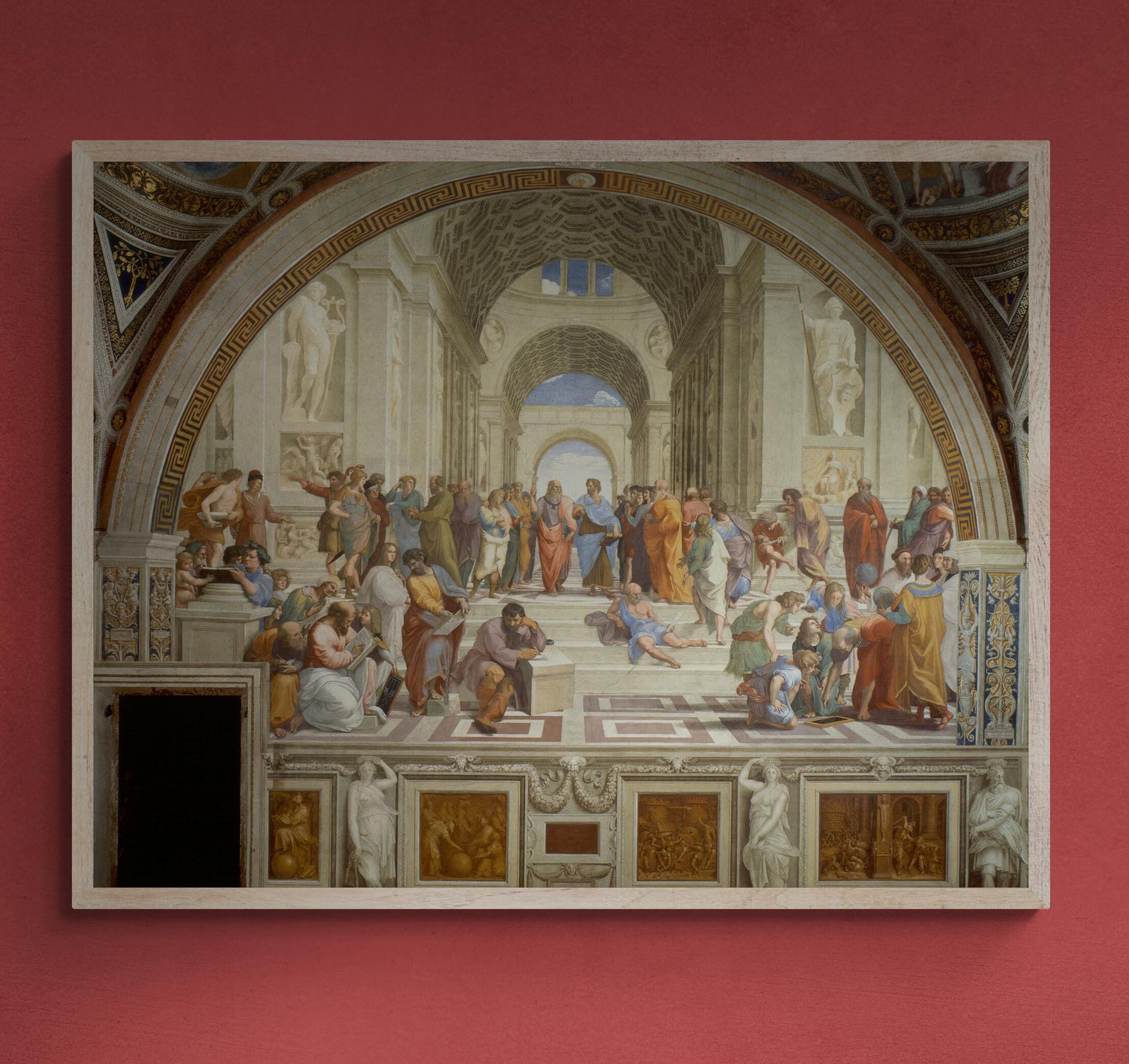 The School of Athens by Raphael, XXL printing, Renaissance Classic Art Print on Canvas & 3D Finished Premium Texture Print with brush stroke