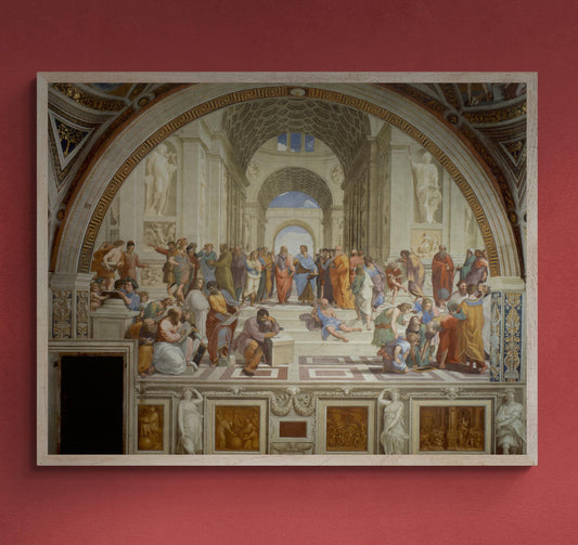 The School of Athens by Raphael, XXL printing, Renaissance Classic Art Print on Canvas & 3D Finished Premium Texture Print with brush stroke