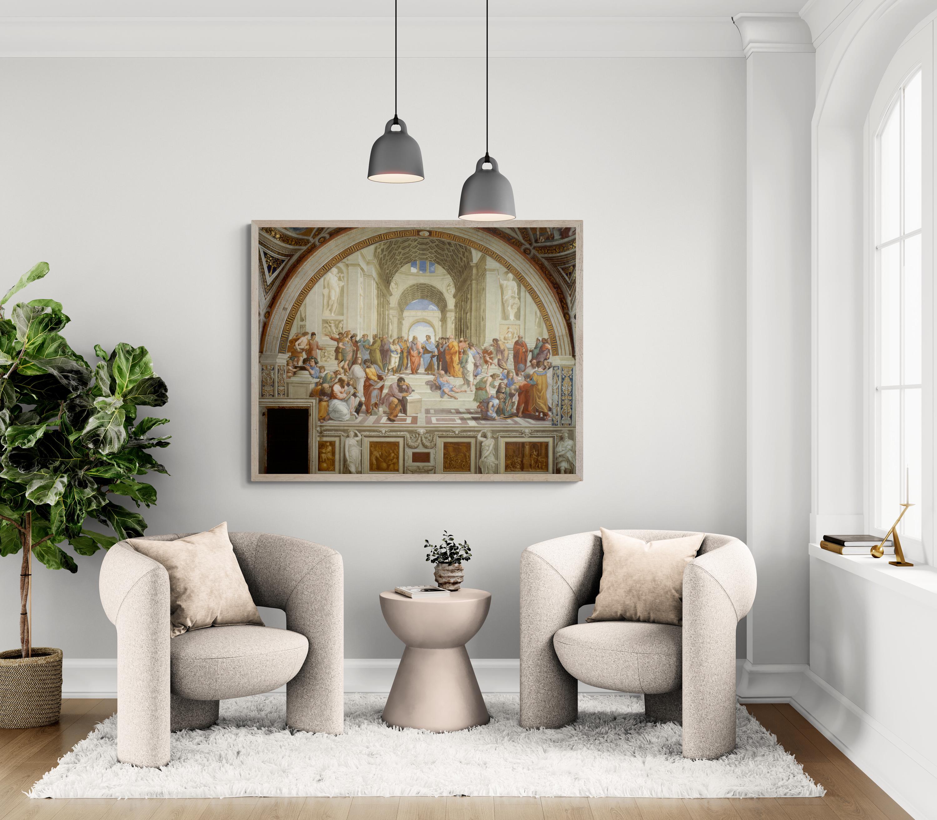 The School of Athens by Raphael, XXL printing, Renaissance Classic Art Print on Canvas & 3D Finished Premium Texture Print with brush stroke
