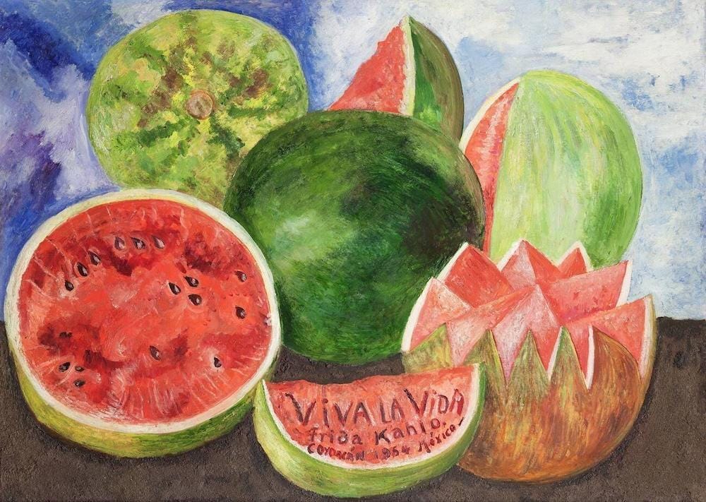 Frida Kahlo Viva La Vida Print – Hand-Finished Texture, Exhibition Paper or Canvas FOSHE ART