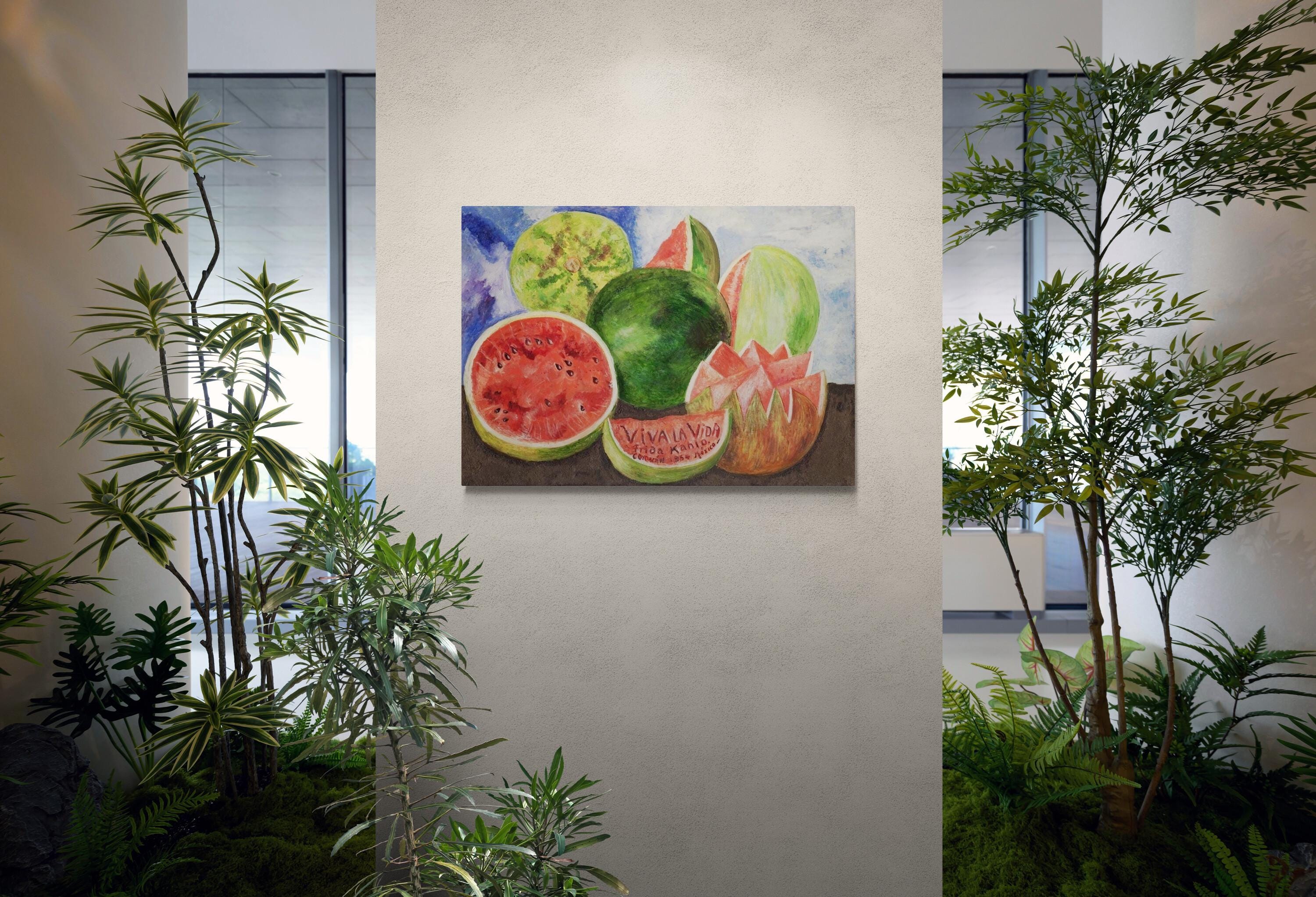 Frida Kahlo Viva La Vida Print – Hand-Finished Texture, Exhibition Paper or Canvas FOSHE ART