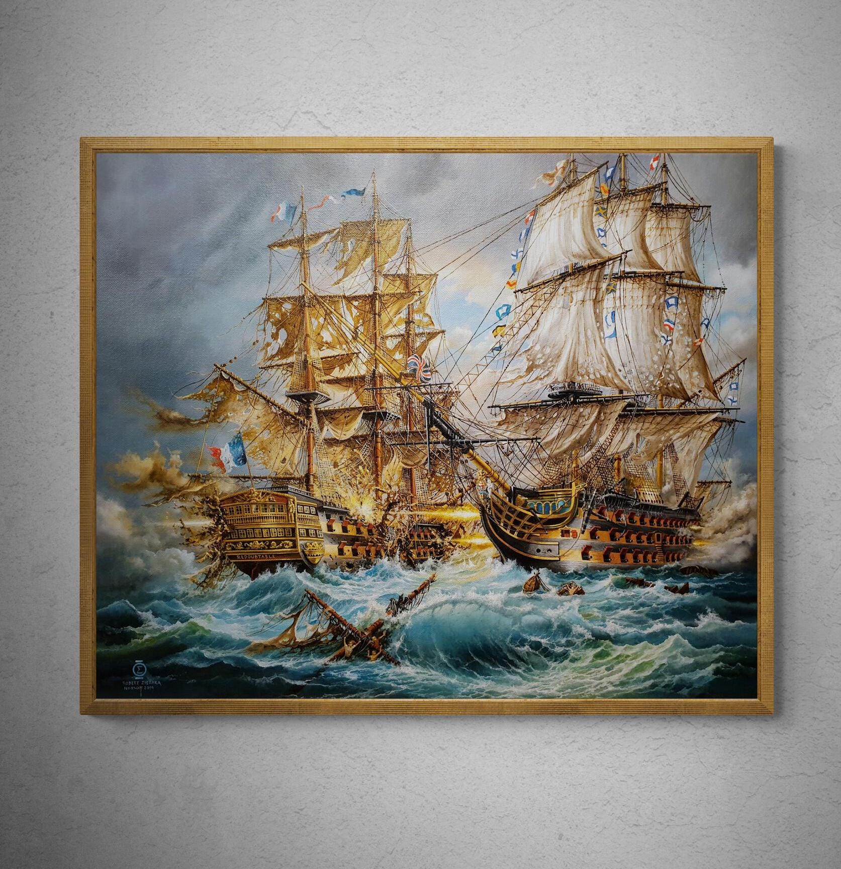 Battle of Trafalgar, HMS Victory Giclee Print, Naval History Art FOSHE ART