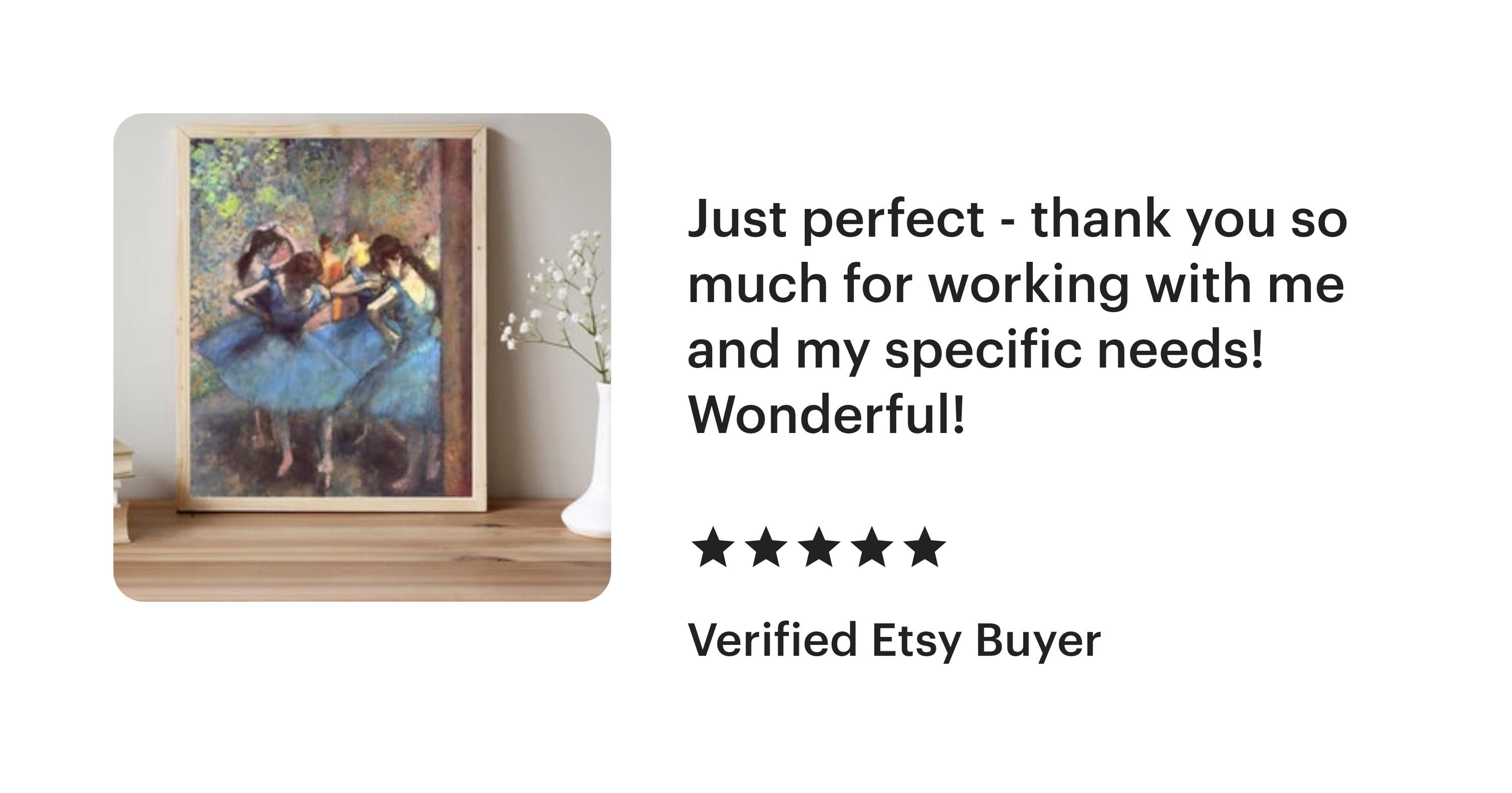 Degas Dancers in Blue Print, Framed Canvas Wall Art, 3D Hand Finished FOSHE ART