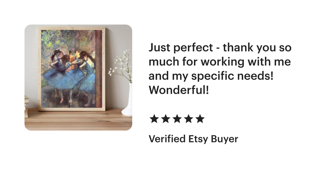 Degas Dancers in Blue Print, Framed Canvas Wall Art, 3D Hand Finished FOSHE ART