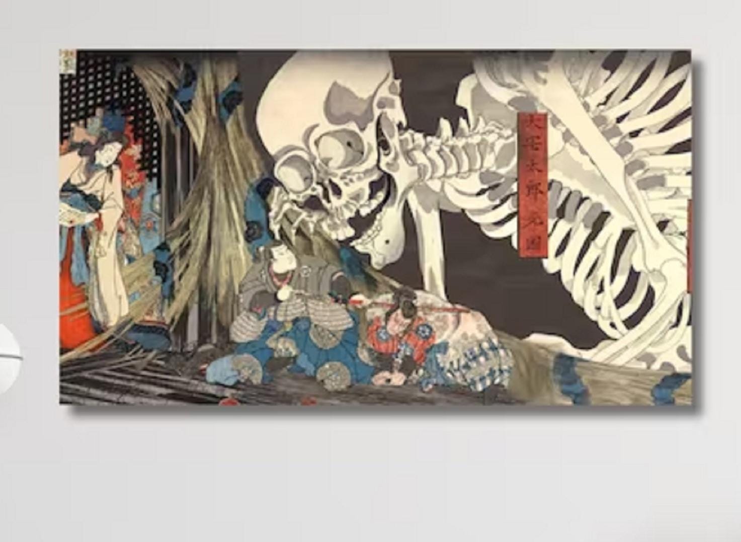 Utagawa Kuniyoshi, Witch Takiyoshi and Skeleton Ghost, Japanese vintage style gift, Canvas Prints, Poster, 3D Hand Finished Premium Print