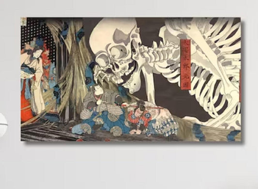 Utagawa Kuniyoshi, Witch Takiyoshi and Skeleton Ghost, Japanese vintage style gift, Canvas Prints, Poster, 3D Hand Finished Premium Print