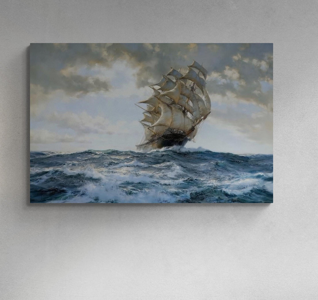 The Proud Ship Painting by Montague Dawson, seascape wallart, tall ship decoration, Fineart print on Hahnemüle or museum quality poster